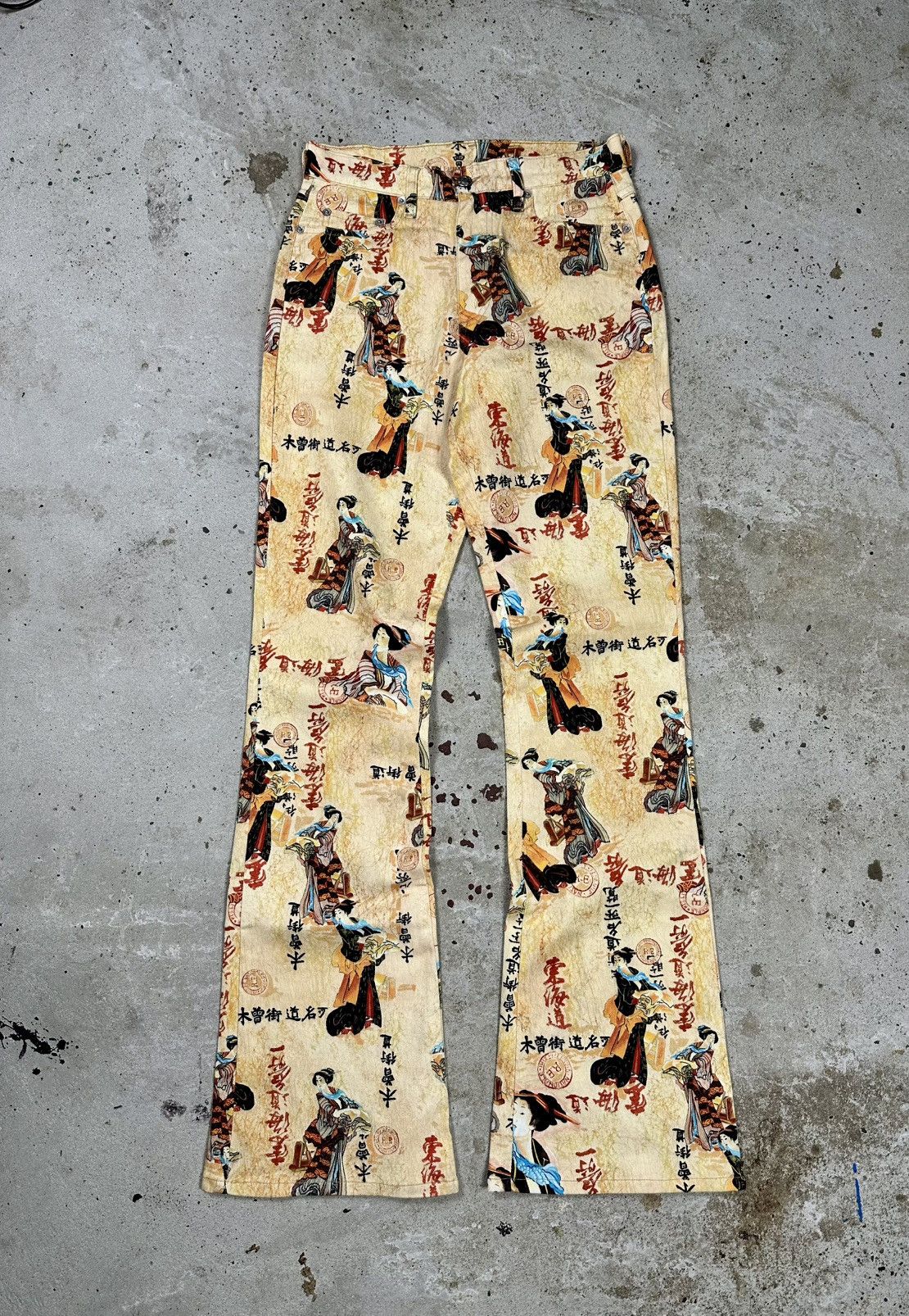 Japanese Brand Vintage 90s Japanese Print Japan Flare Boot Cut Pants Size US 28 / EU 44 - 1 Thumbnail