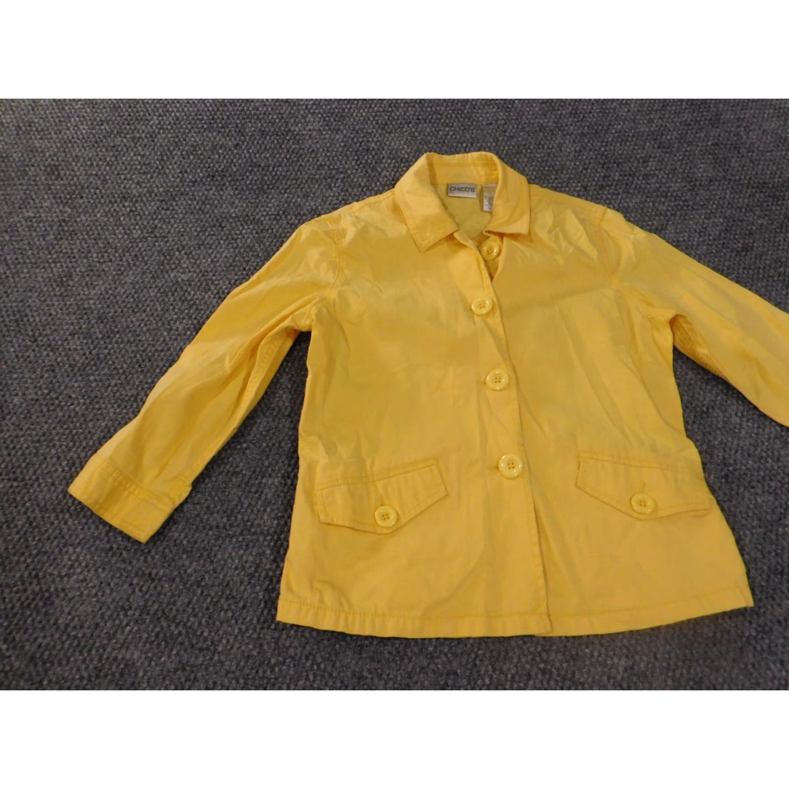 Vintage Chicos Jacket Yellow Womens 0 Basic Lightweight Cotton Knit Button Zip Casual Collar Fall Regular Womens Size XS / US 0-2 / IT 36-38 - 3 Thumbnail