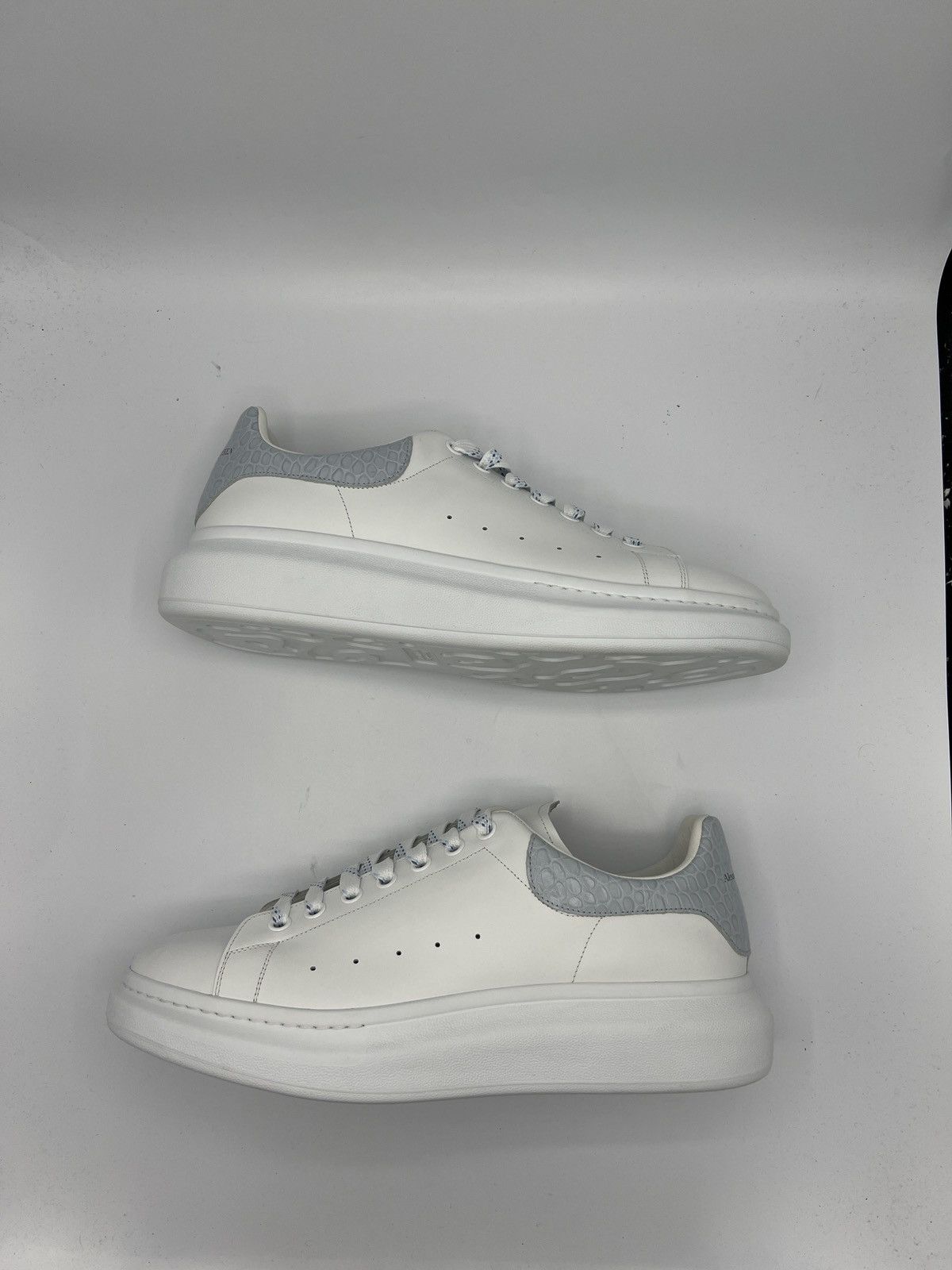 image of Alexander Mcqueen “Light Blue Crocodile” Shoes in White, Men's (Size 14)