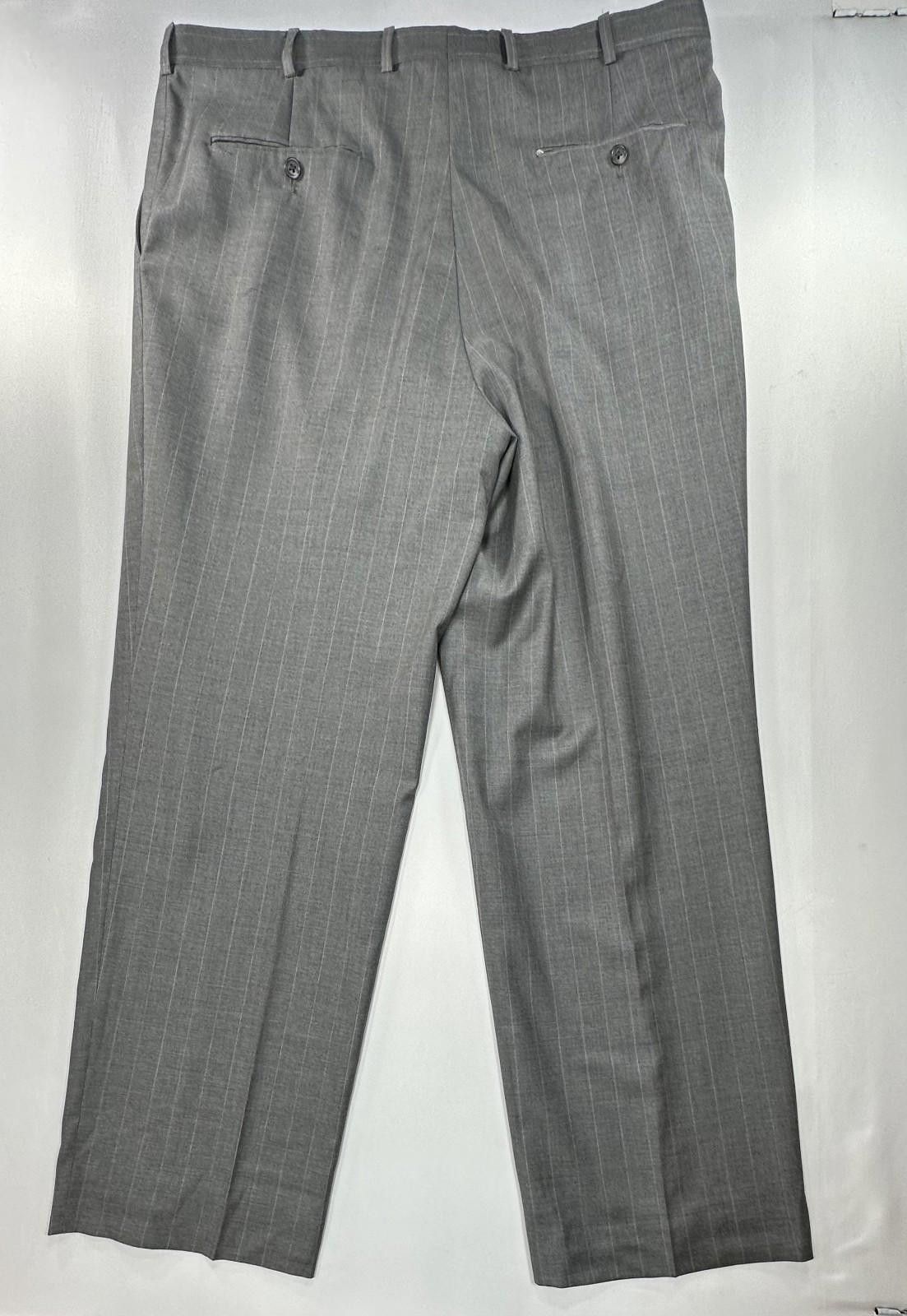 Hickey Freeman Hickey Freeman Pleated Pinstripe Dress Pants Gray Mens 40/30 Size US 40 / EU 56 - 2 Thumbnail