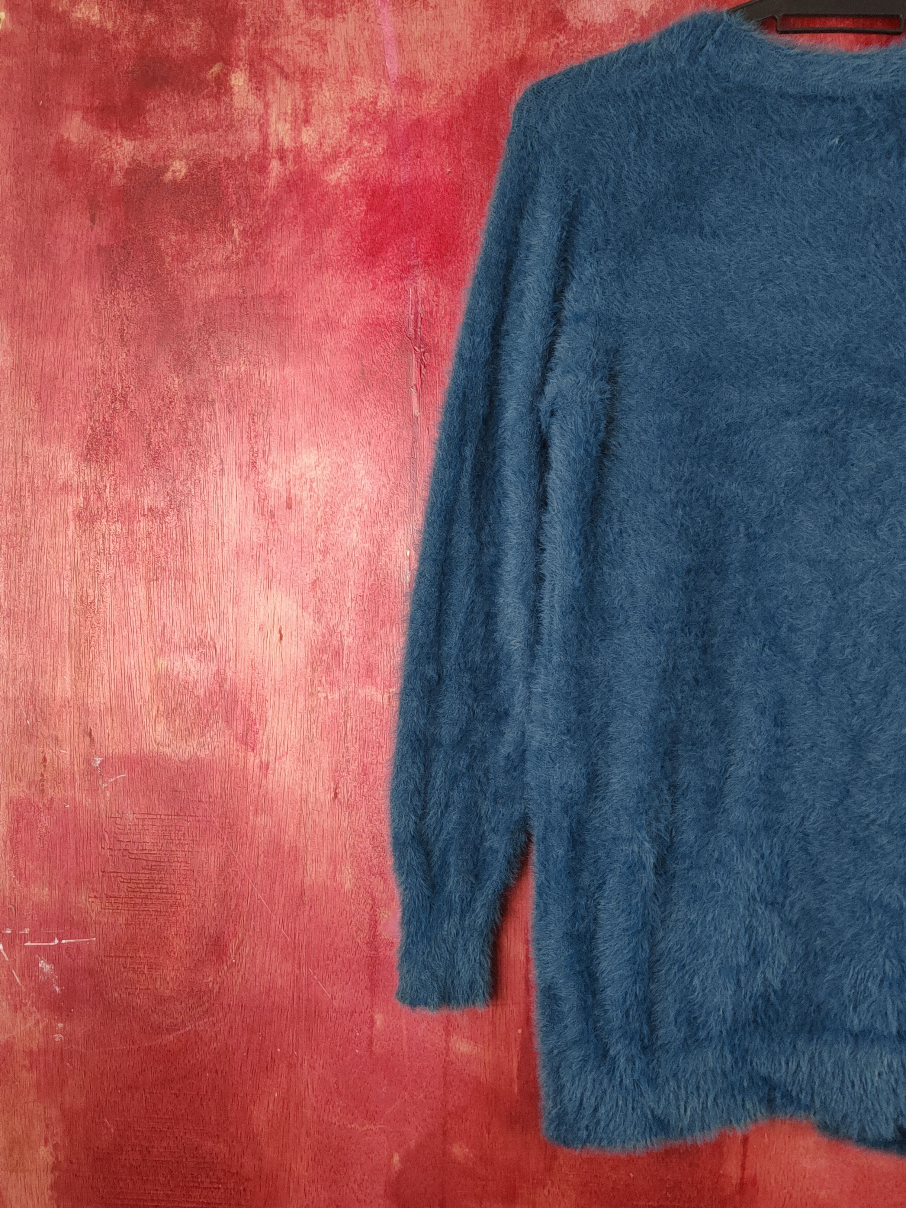 Aran Isles Knitwear Closshi Turquoise Shag Shaggy Fur Mohair Knitwear #S1903 Size M / US 6-8 / IT 42-44 - 8 Thumbnail