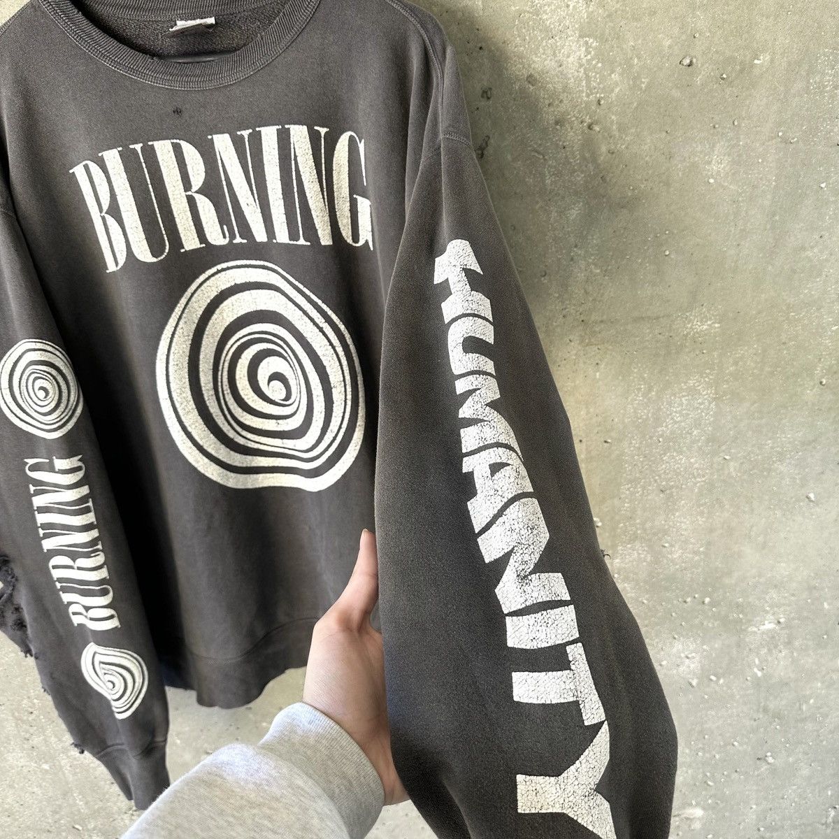 Saint Michael “Burning Humanity” Distressed Crewneck Sweatshirt Size US XL / EU 56 / 4 - 6 Thumbnail
