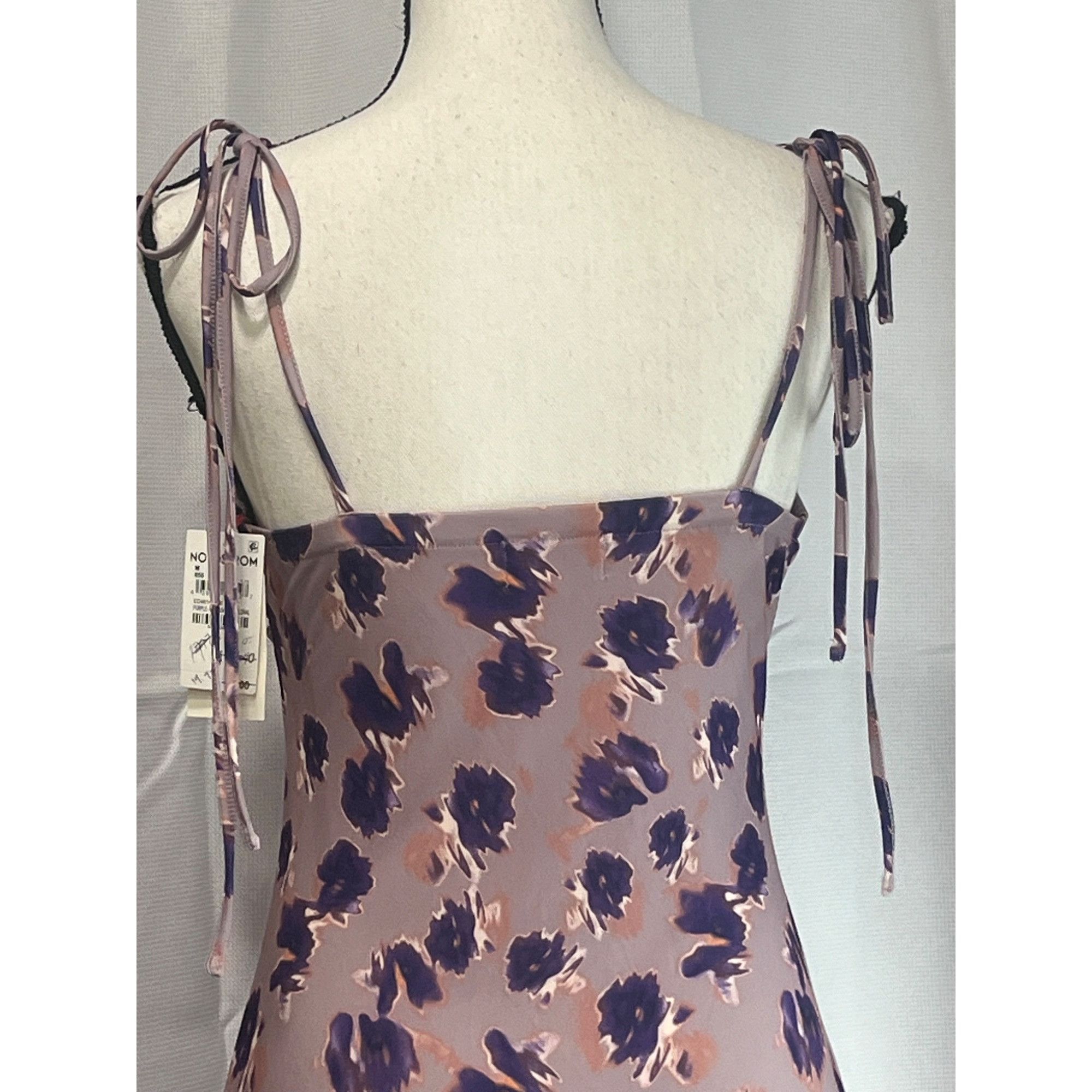 Other Open Edit Tie Shoulder Minidress In Purple- Pink Ash Blur Fl Size M / US 6-8 / IT 42-44 - 14 Thumbnail