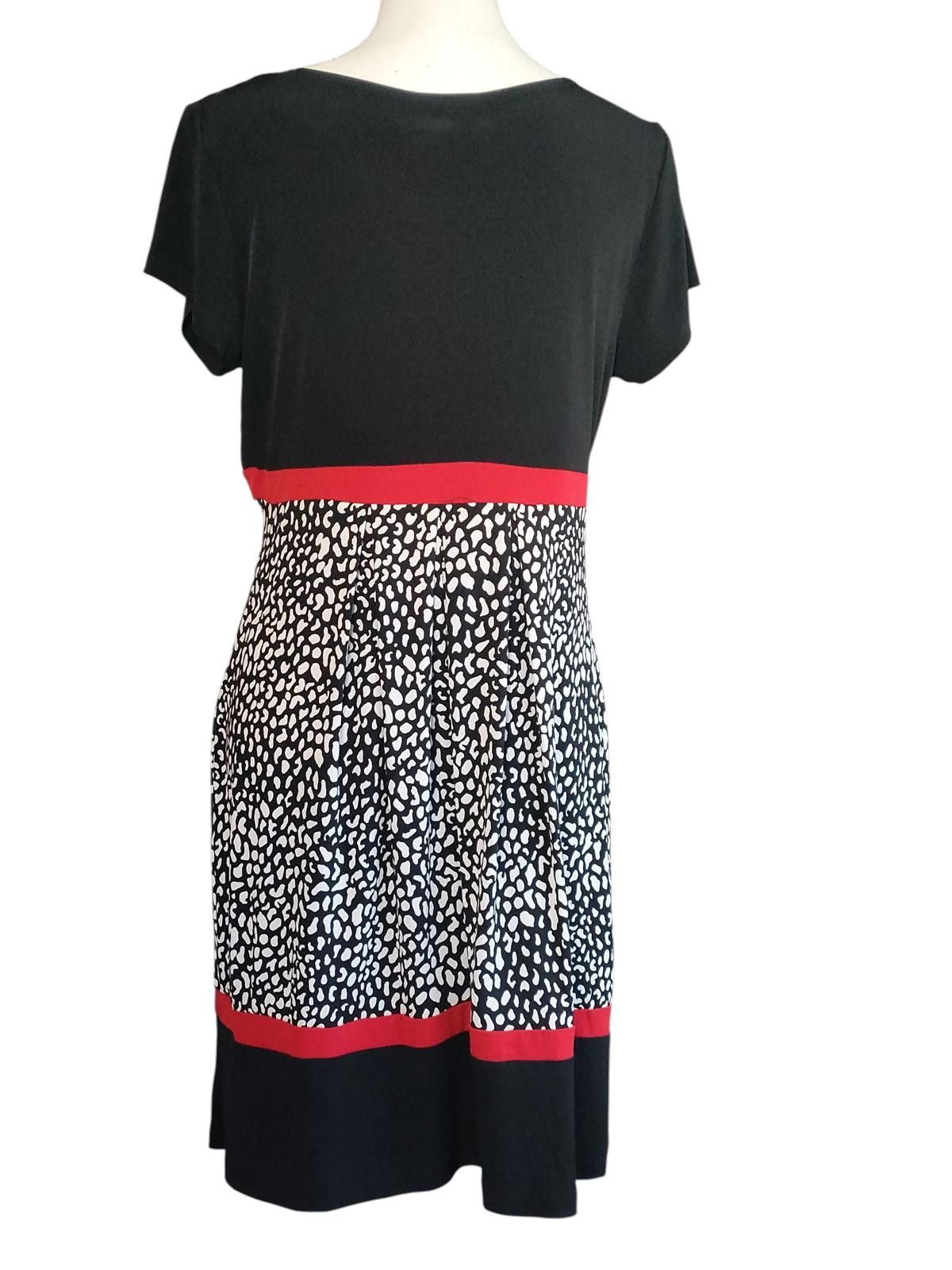 Other En Focus Studio Black & White Midi Dress with Red Accents Size XL / US 12-14 / IT 48-50 - 6 Thumbnail