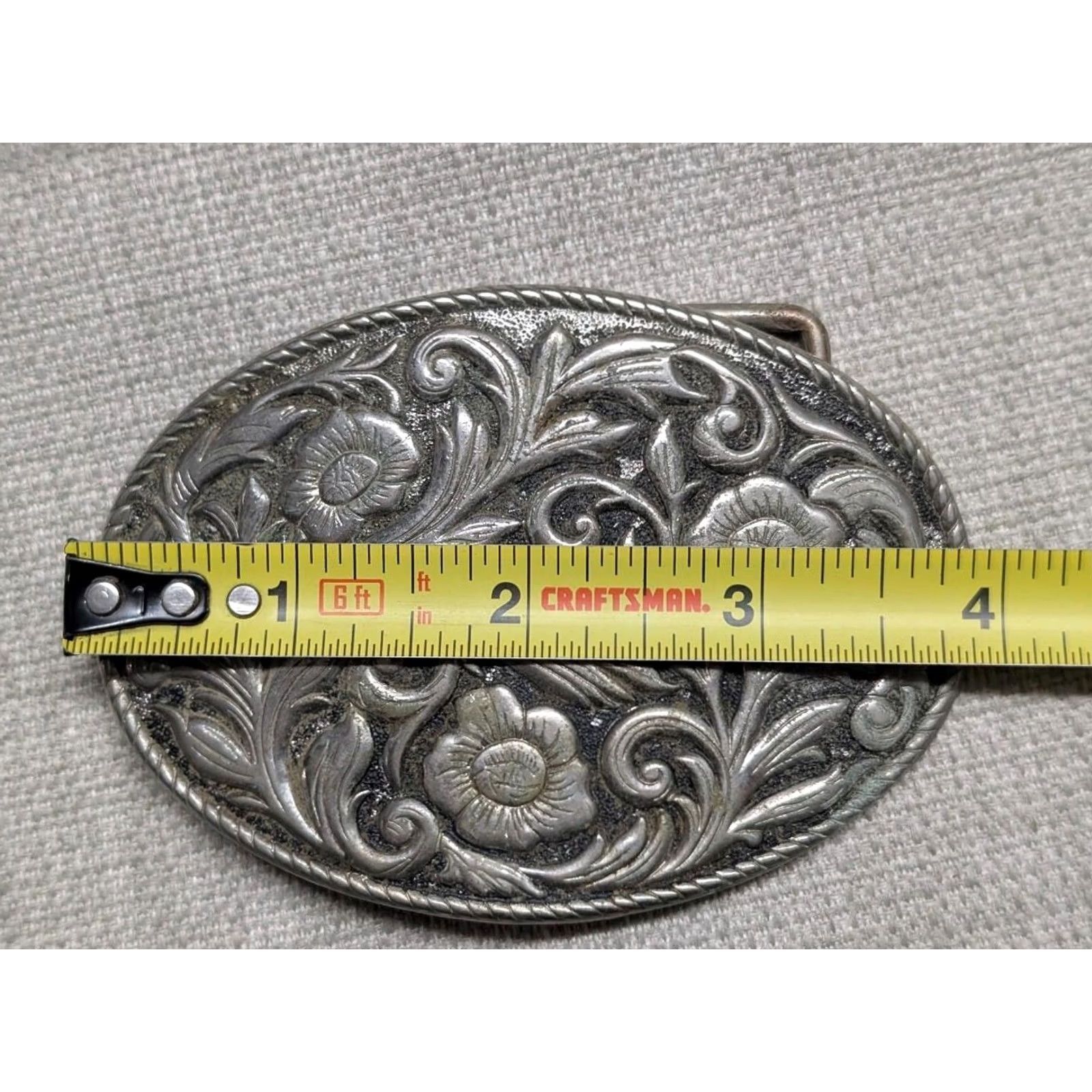 Vintage VINTAGE belt buckle WESTERN ENGRAVED metal FLORAL cowboy rodeo Mens Size ONE SIZE - 6 Thumbnail
