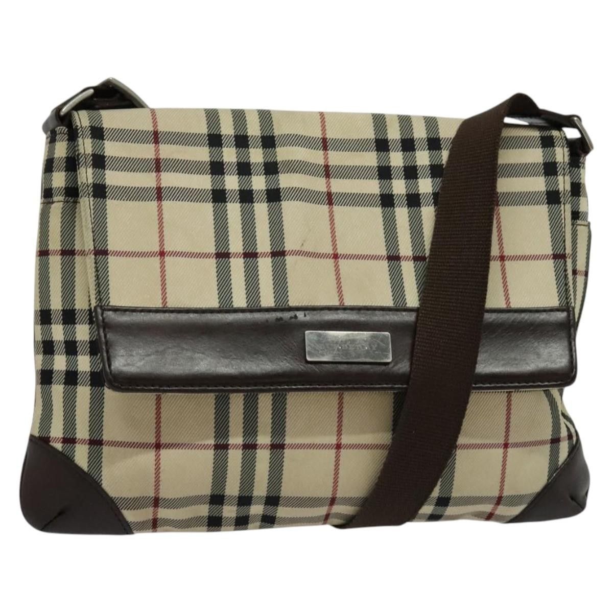 Burberry Vintage Flap Crossbody Bag Haymarket Canvas