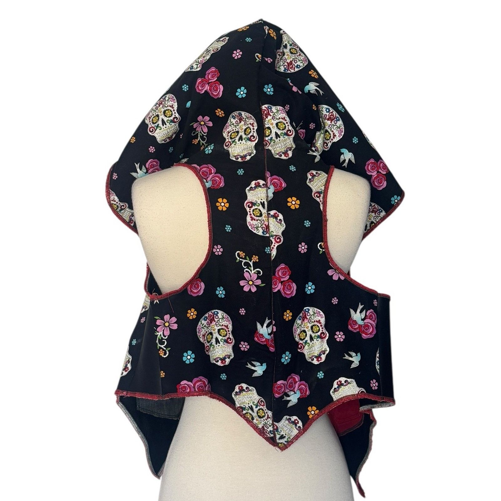 Other DIA DE LOS MUERTOS Skulls Vest Handmade Reversible Hooded Size L / US 10 / IT 46 - 8 Thumbnail