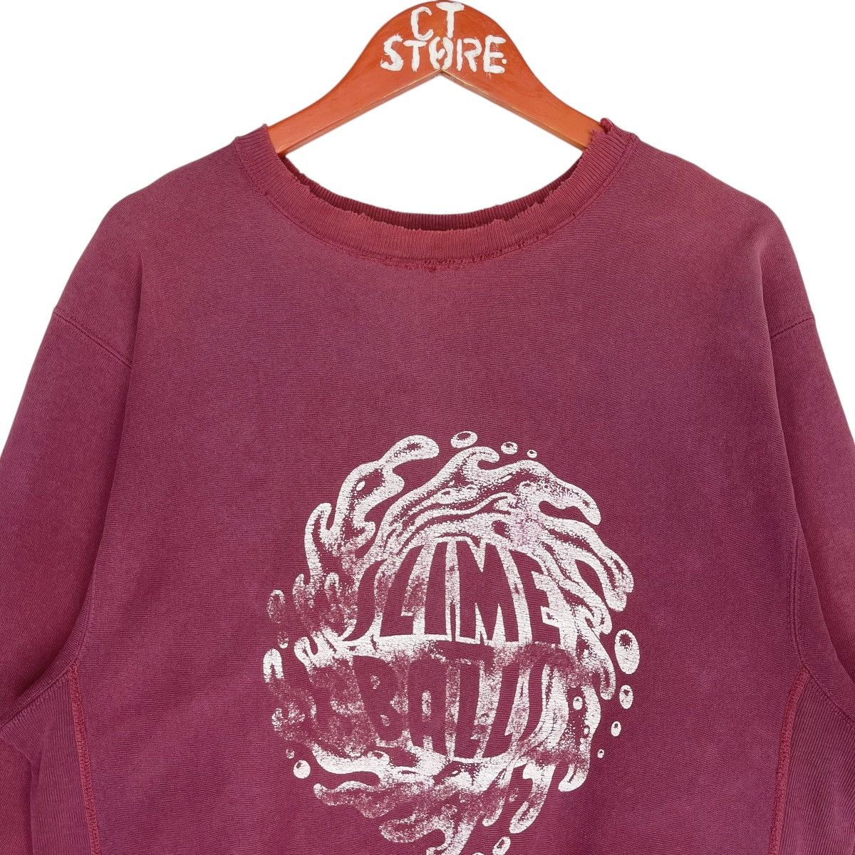 Champion × Vintage Distressed Champion Reverse Weave Slime Balls Sweater Size US L / EU 52-54 / 3 - 3 Thumbnail