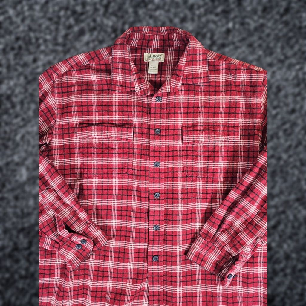 VINTAGE L.L. BEAN Shirt Chamois Plaid Flannel Button-Up Mens XL Multicolor