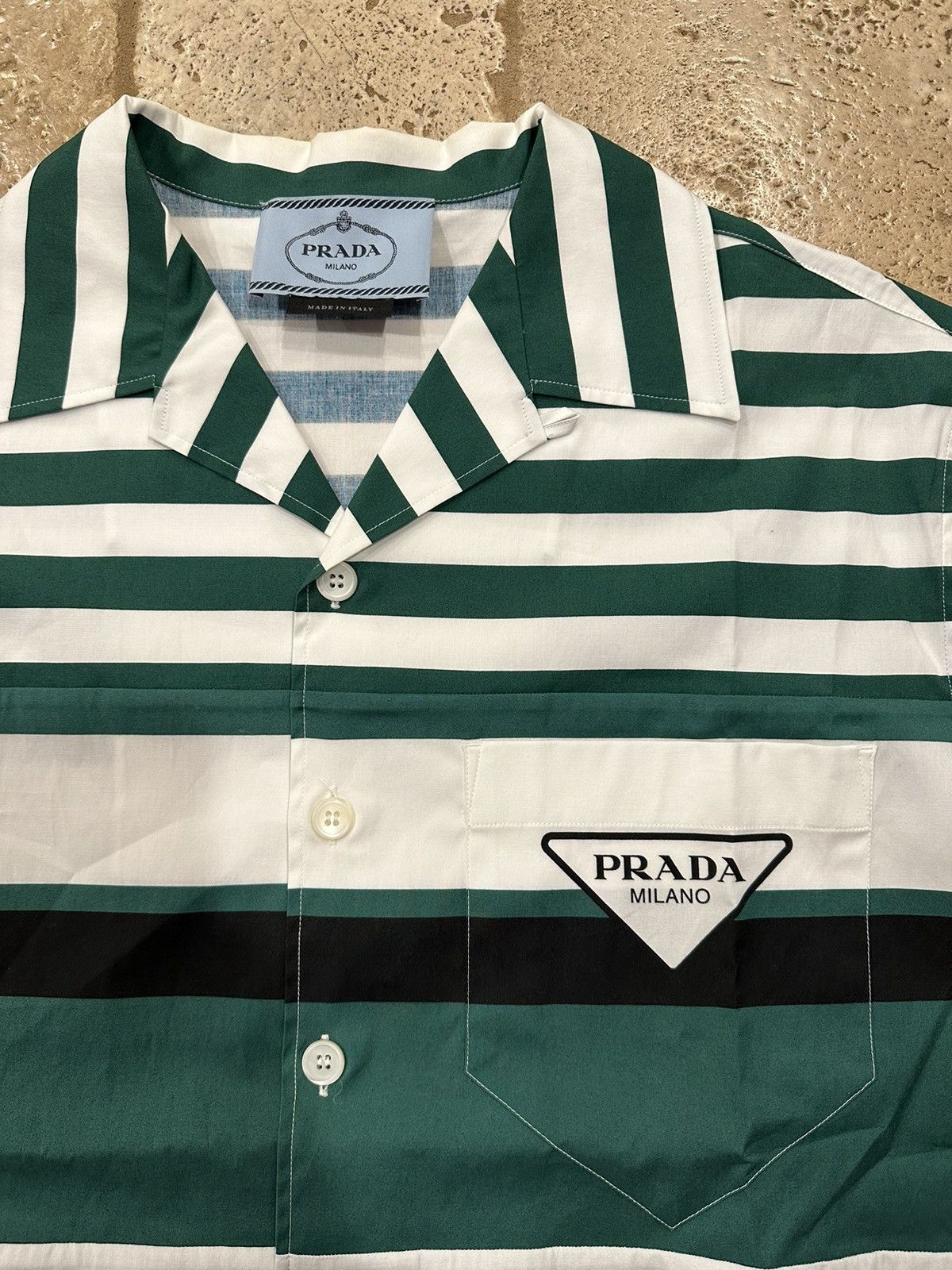 Prada Prada x Raf Simmons SS22 Camp Collar Striped Bowling Shirt Size US L / EU 52-54 / 3 - 7 Thumbnail