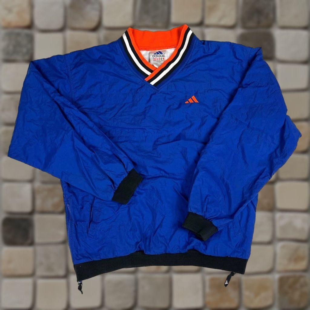 Adidas VINTAGE Adidas Windbreaker Jacket Mens 90s V-Neck Pullover Sz M Blue Front Pockets Zip Side Embroidery Size US M / EU 48-50 / 2 - 1 Thumbnail
