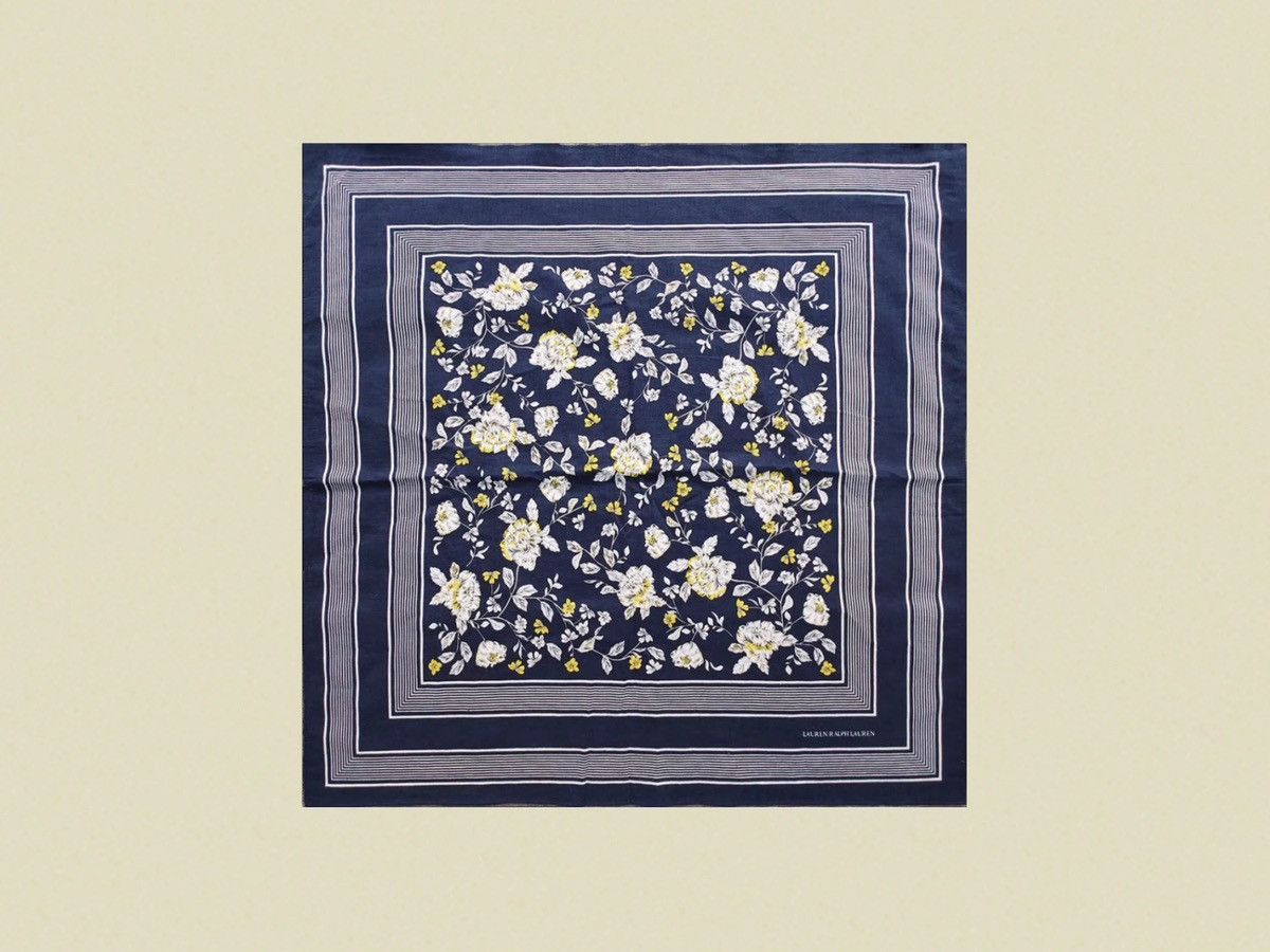 Ralph Lauren INDIGO Printed Bandana COTTON Green Scarf handkerchief Size ONE SIZE - 1 Thumbnail
