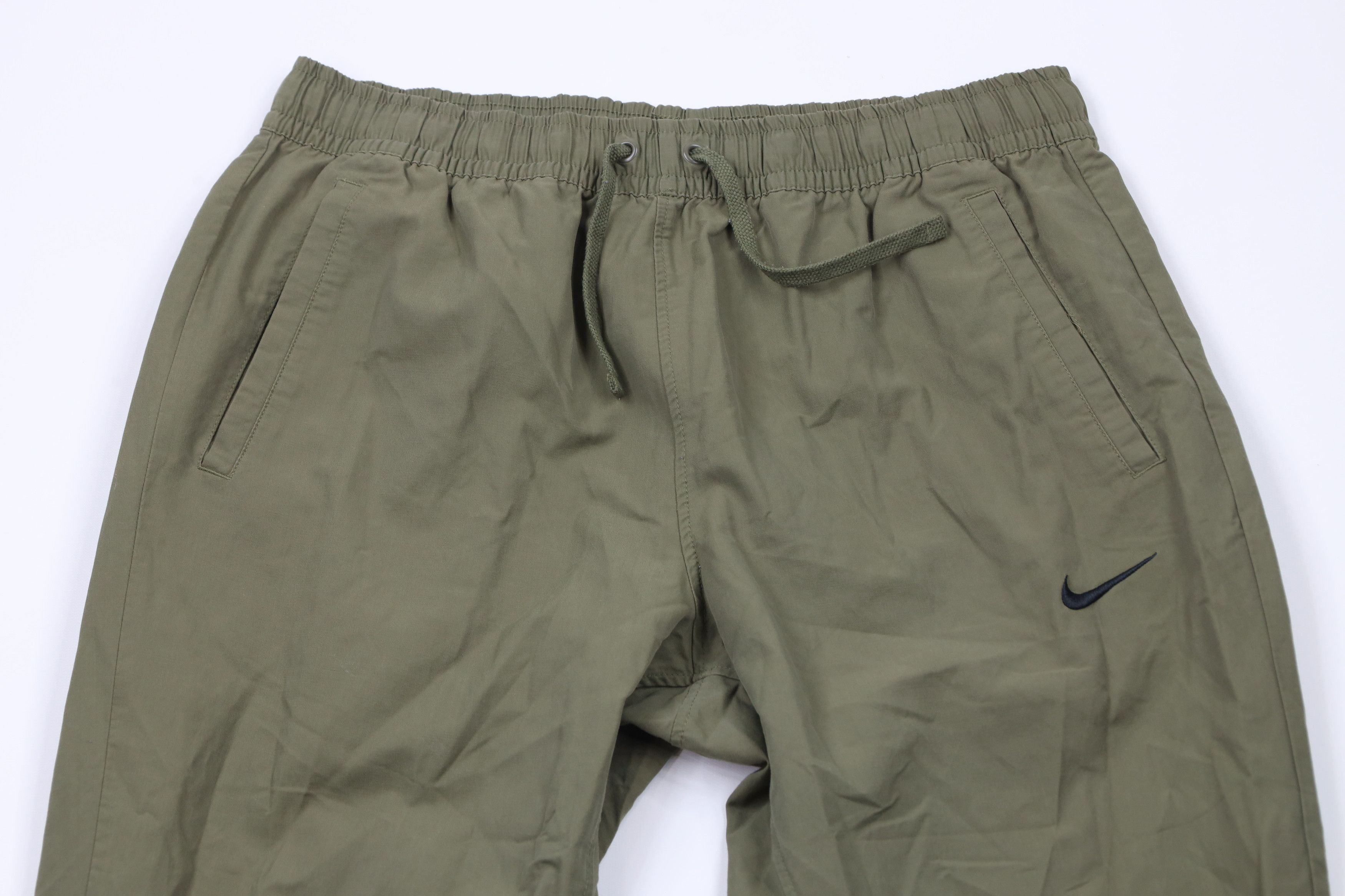 Nike × Vintage Vintage Nike Mini Swoosh Cuffed Joggers Pants Olive Green Size US 36 / EU 52 - 2 Thumbnail