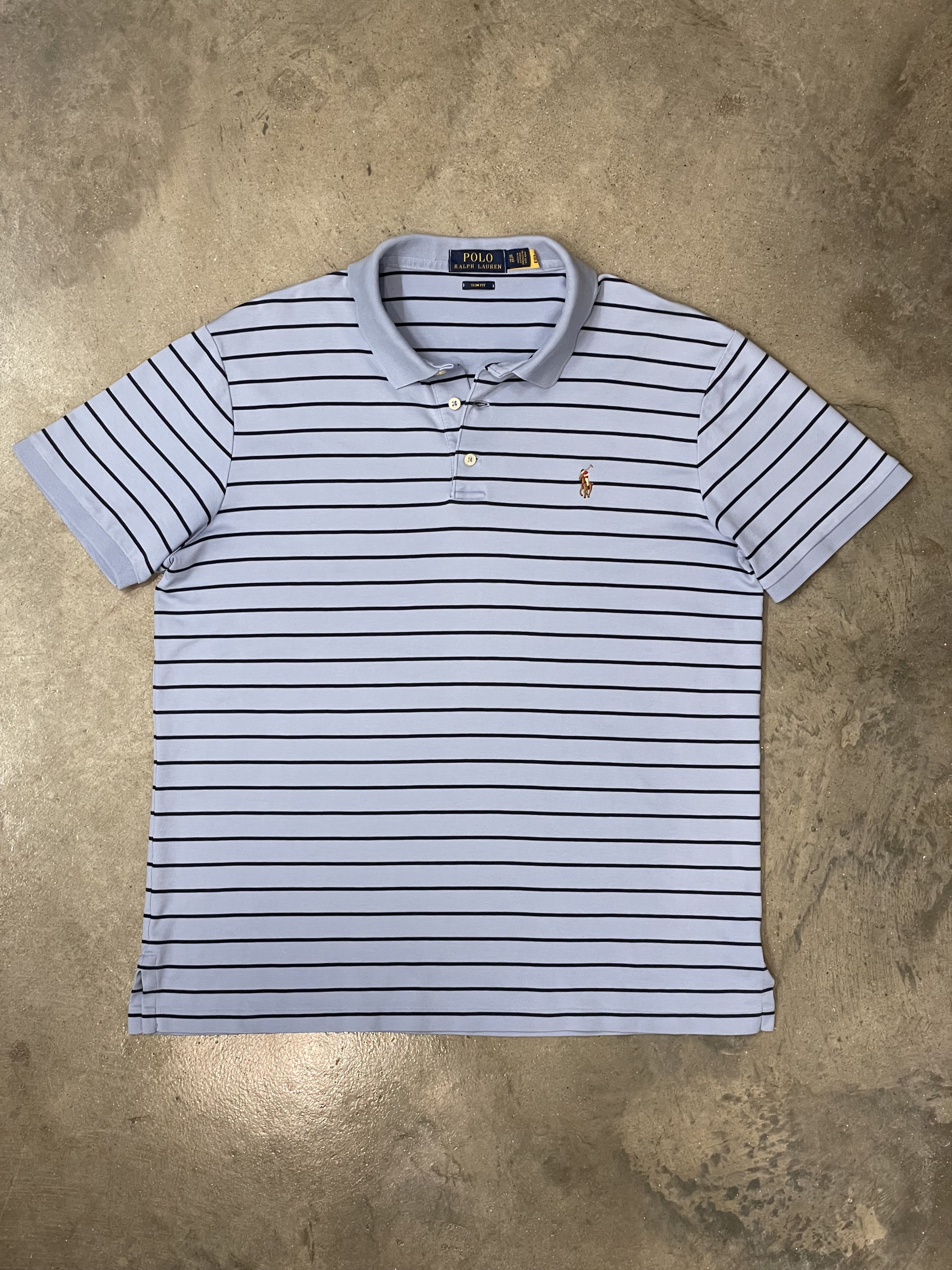 Polo Ralph Lauren Polo Ralph Lauren Slim Fit Blue Striped Polo Large Size US XL / EU 56 / 4 - 1 Thumbnail