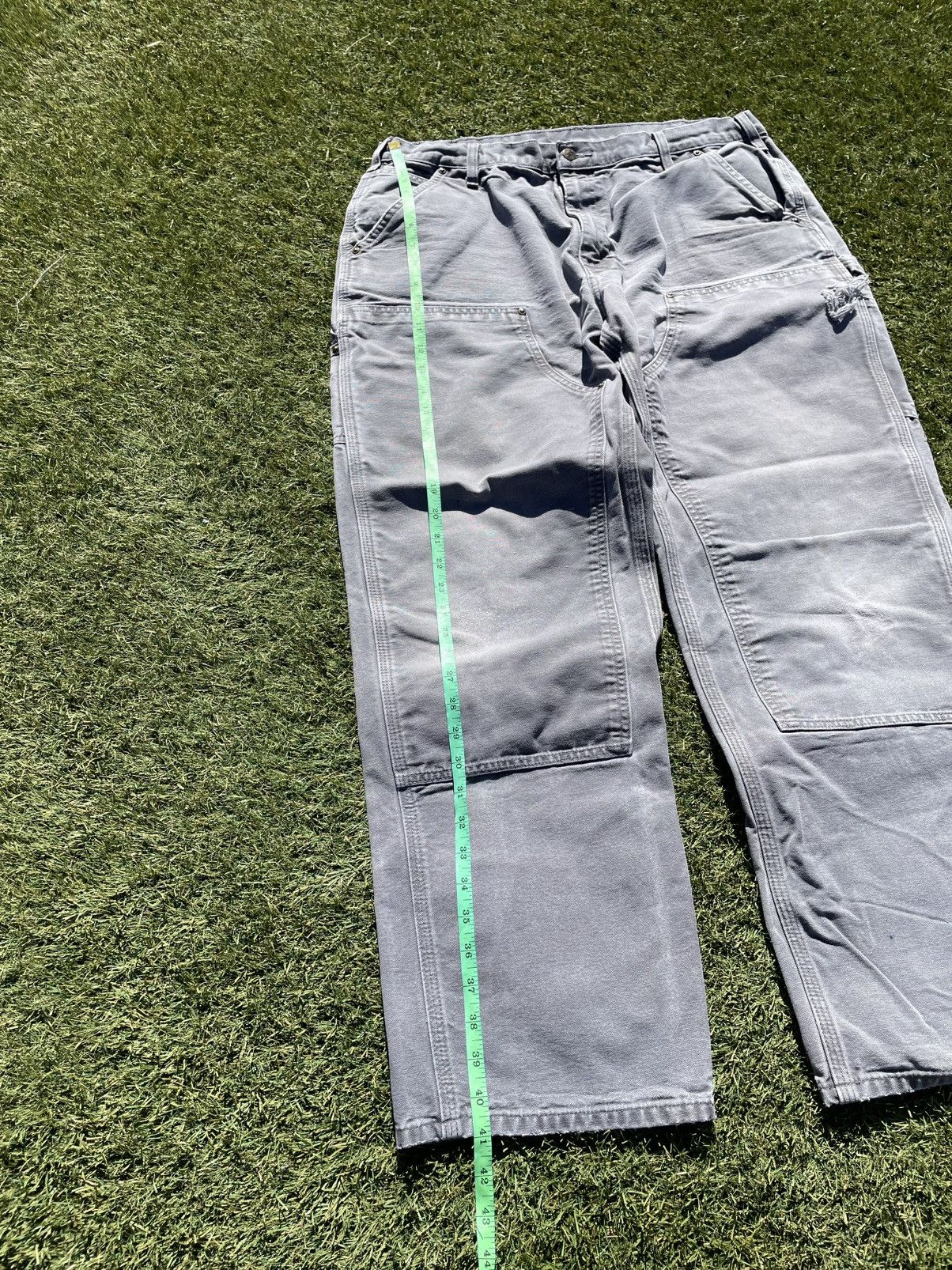 Carhartt Vintage Carhartt Double Knee Work Pants Grey Faded Canvas 37 Size US 37 - 6 Thumbnail