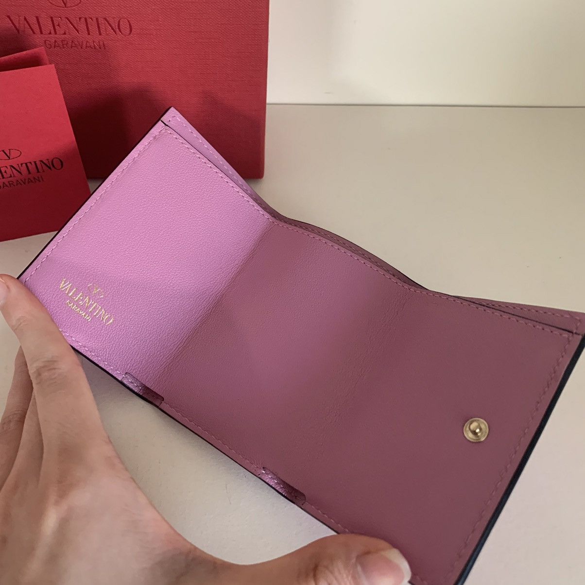 Valentino Pink rockstud trifold wallet Size ONE SIZE - 12 Thumbnail