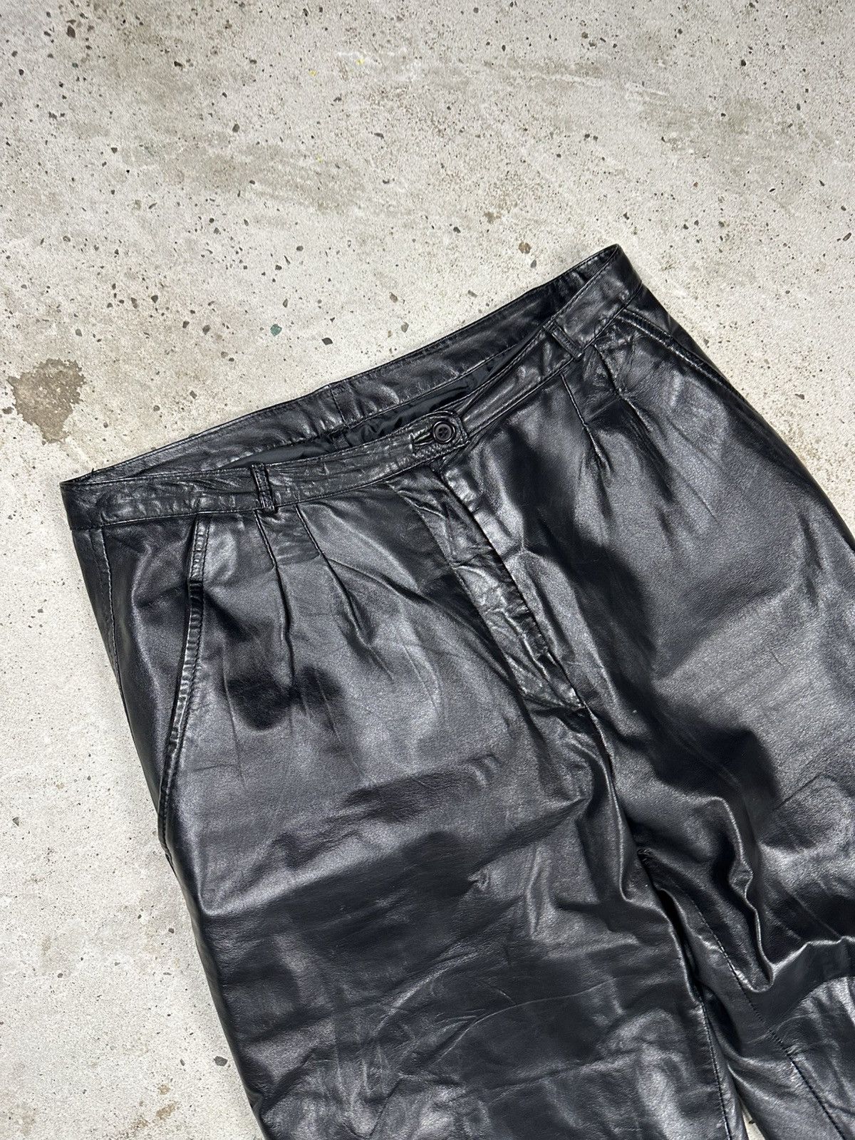 Genuine Leather Vintage 90s Black Genuine Leather Pants Avant Garde moto Size US 29 - 7 Thumbnail