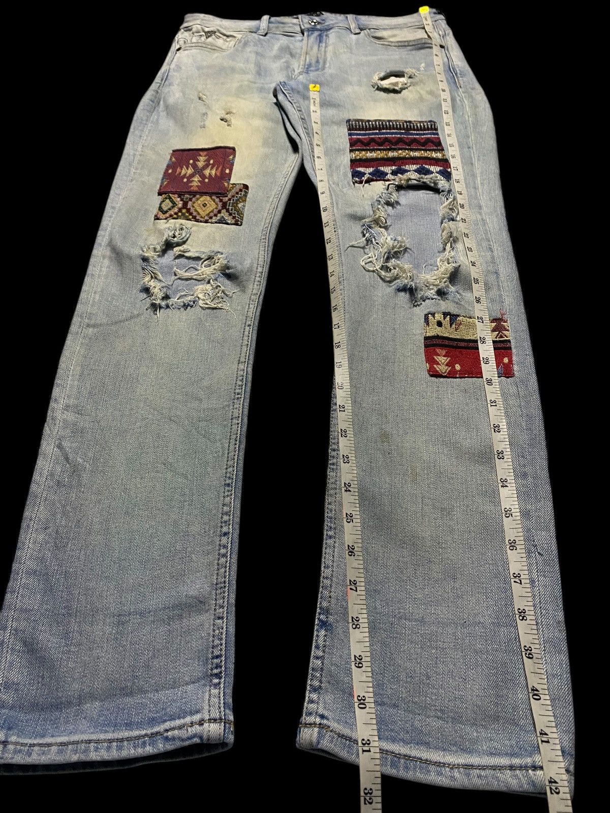 Guess × Pleasures Vintage Guess Blue Patched Ripped Seditionary Skinny Jeans Size US 32 / EU 48 - 16 Thumbnail