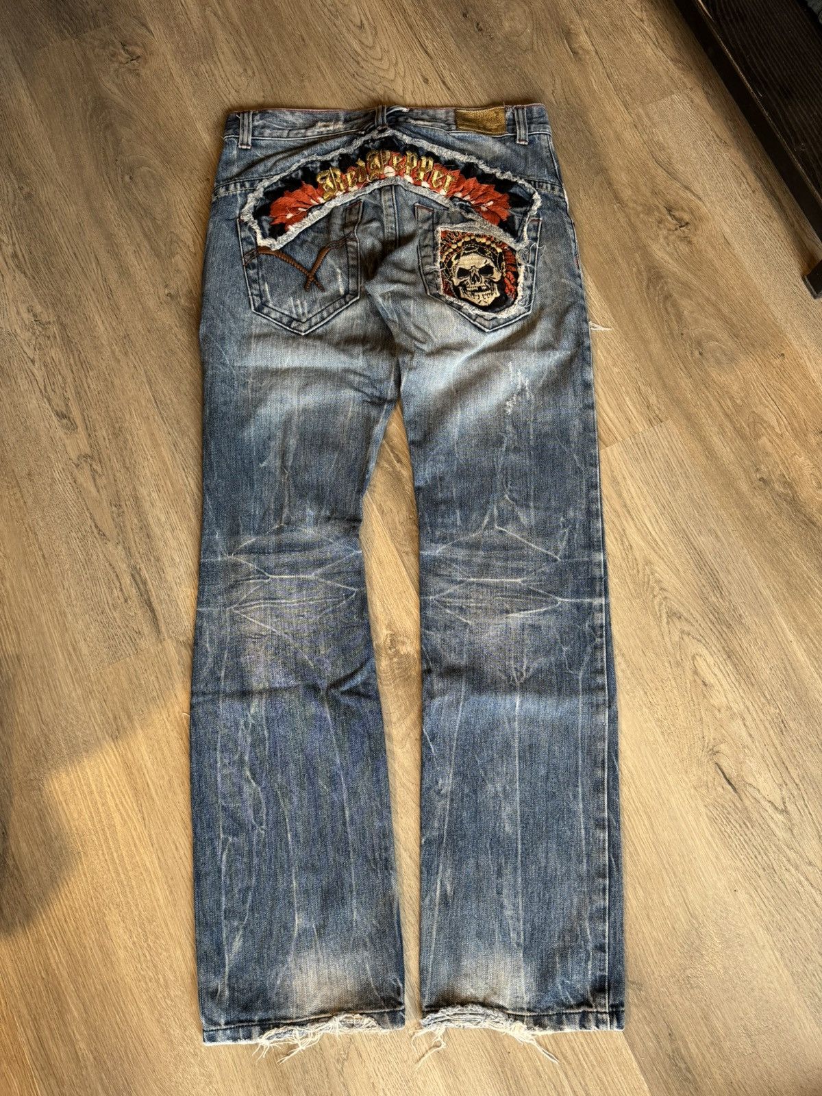 Japanese Brand DISTRESSED RED PEPPER DENIM SKULL LOGO LIKE LGB STYLE Size US 30 / EU 46 - 1 Thumbnail
