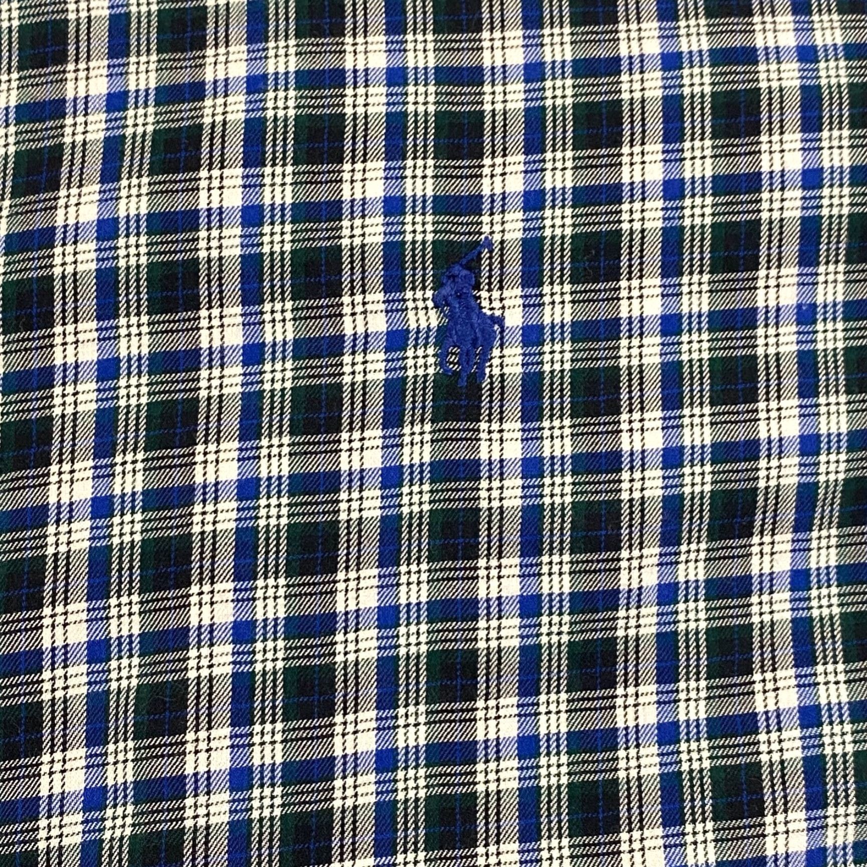 Ralph Lauren VINTAGE Ralph Lauren Mens Shirt XL Long Sleeve Plaid Button-Down Blue Green White Casual Dress Size 46R - 4 Thumbnail