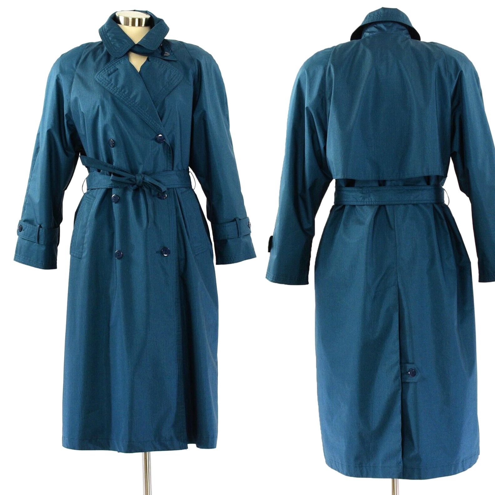 Doublet 90s Vintage Womens 12P Teal Green Double Breasted Rain Coat Brem Rainwear Grailed