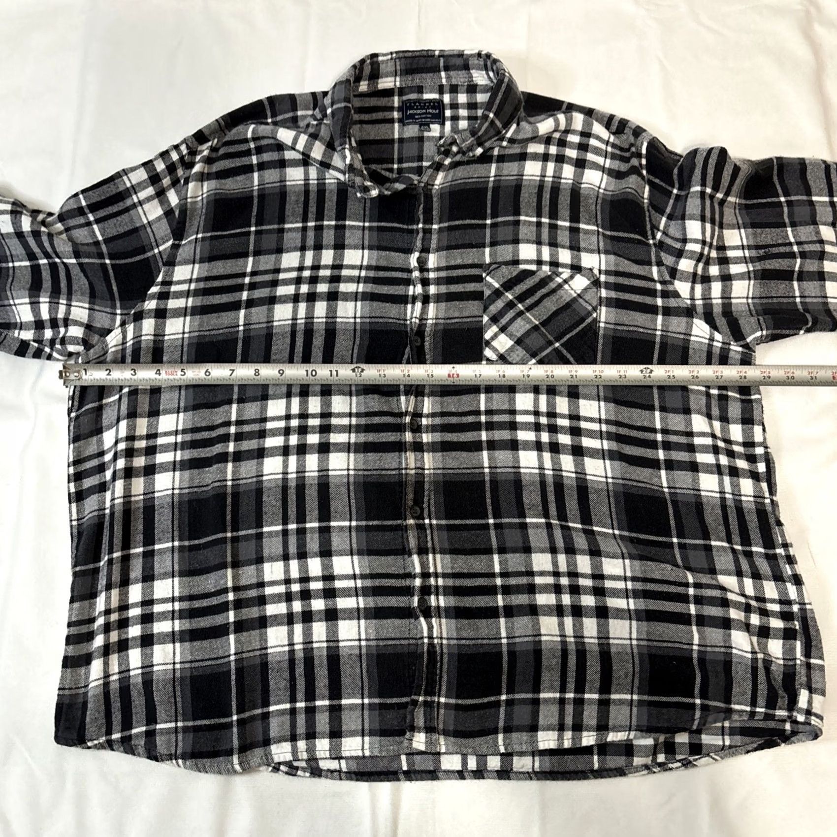 Vintage Jackson Hole Mens Button-Up Shirt Navy Blue White 4XL Plaid Flannel Cotton Long Sleeve Button-Down Big & Tall Mens Clothing Size US XXL / EU 58 / 5 - 5 Thumbnail