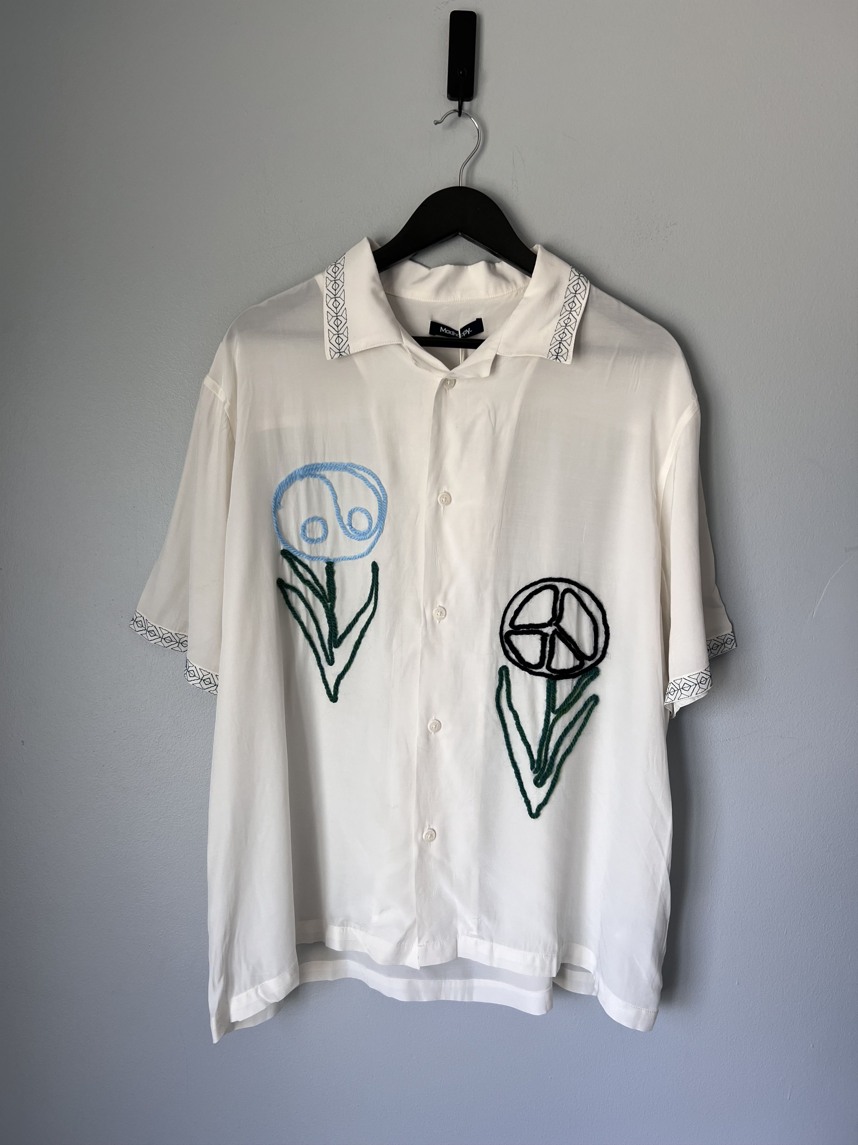 Madhappy Embroidered Synergy Camp Collar Shirt in White