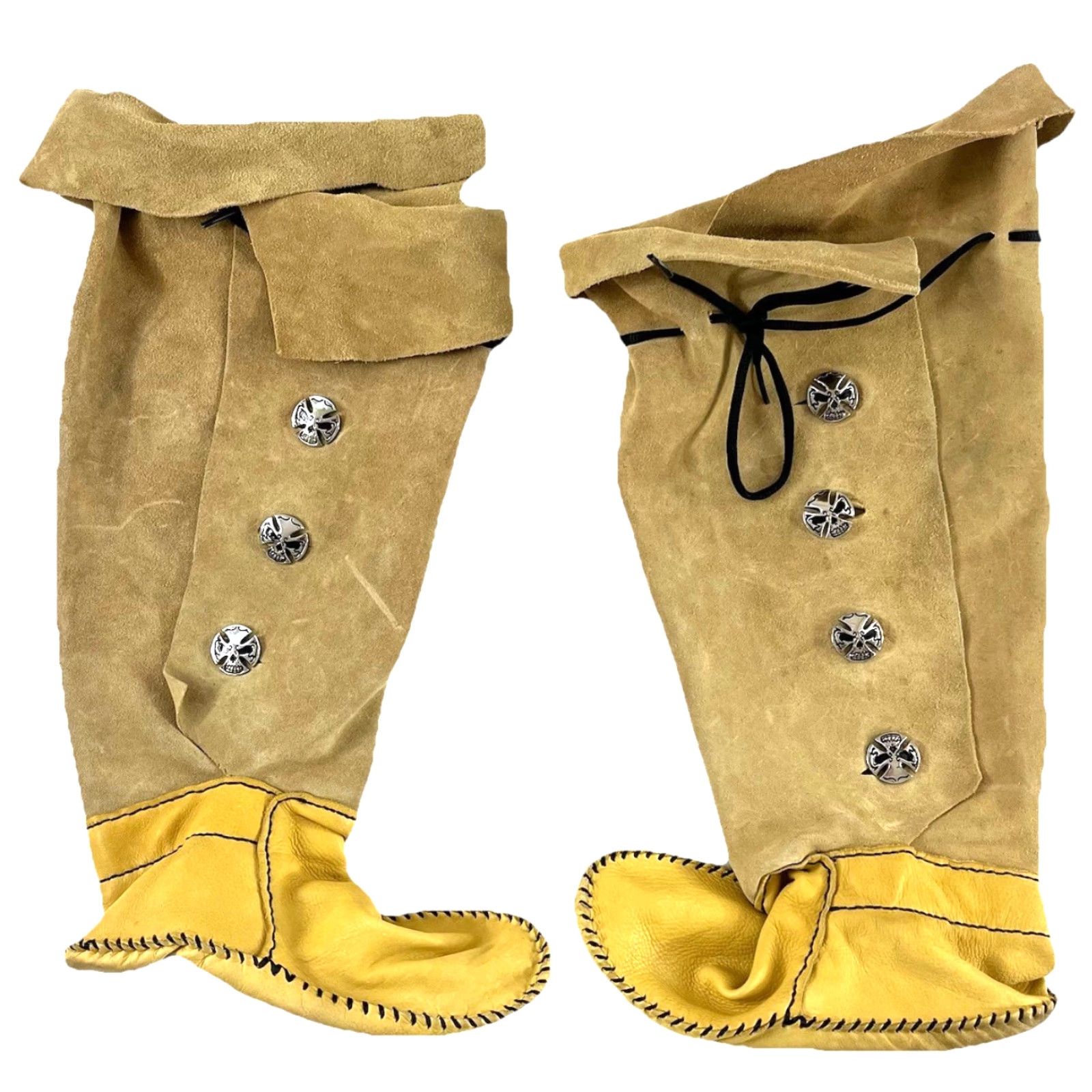 Vintage Vintage Handmade Brown leather Silver Button Knee High Slouch Moccasin Boot 10-11 Size US 10 / IT 40 - 7 Thumbnail