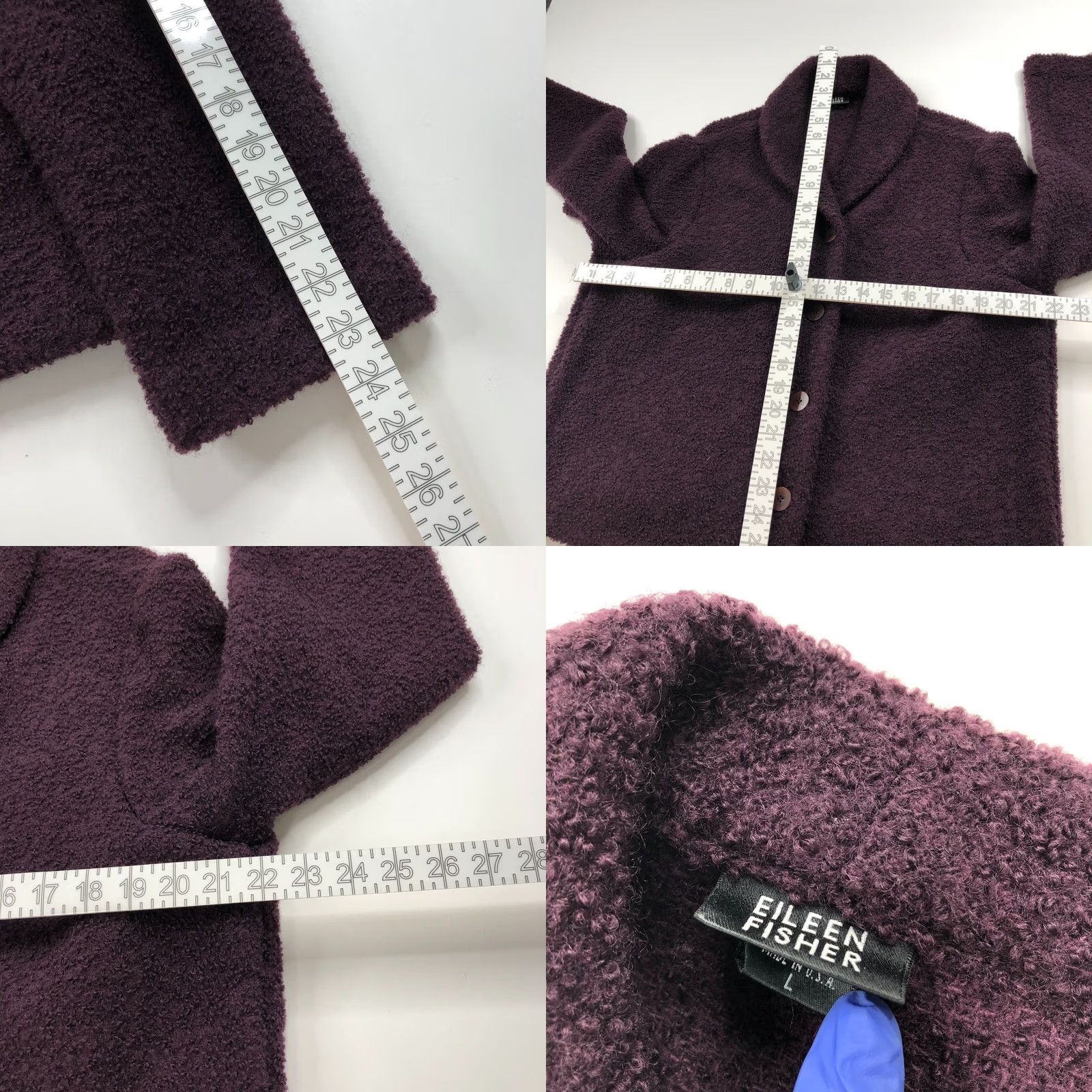 J. Jill J.Jill Womens Blazer Wool Blend 3 Button Purple MINT Solid Knit L Mid-Length Long Sleeve Buttoned Collar Fall Spring Summer Winter Womens Size L / US 10 / IT 46 - 8 Thumbnail