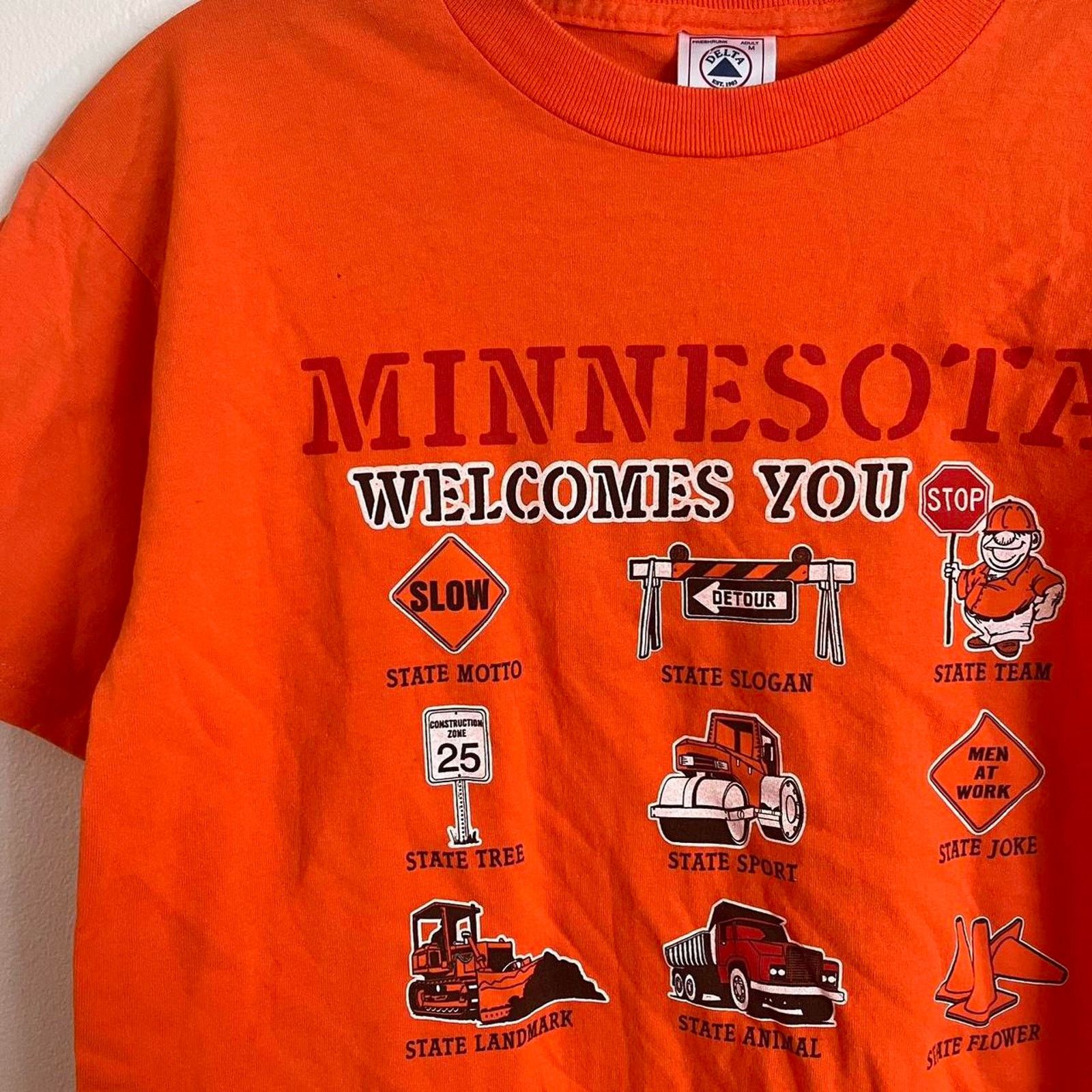Delta × Vintage Vintage 90s Minnesota Welcomes You Construction Graphic Tee Size US M / EU 48-50 / 2 - 2 Thumbnail