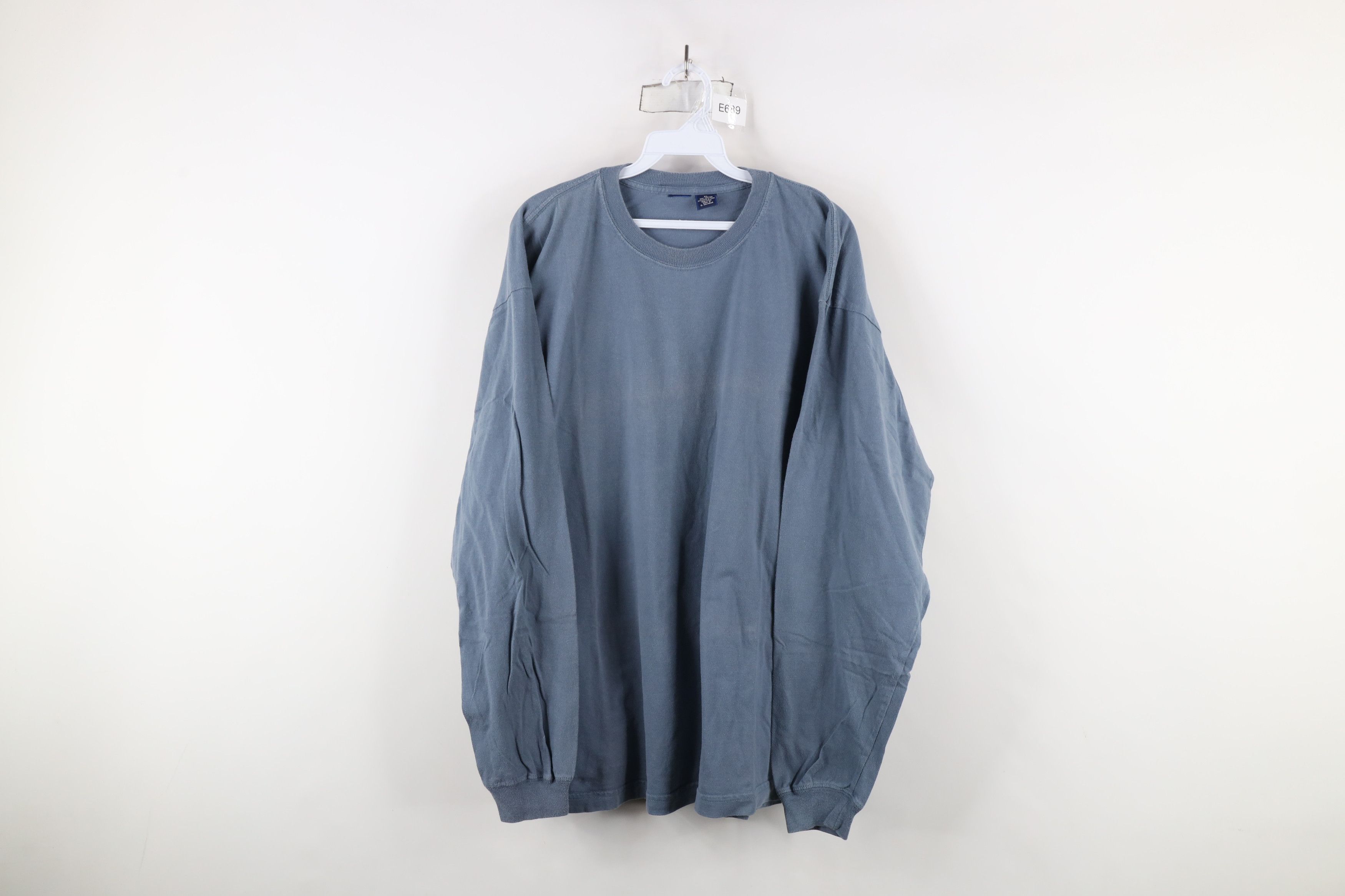 Vintage Vintage 90s Streetwear Blank Long Sleeve T-Shirt Blue Cotton Size US XL / EU 56 / 4 - 1 Thumbnail