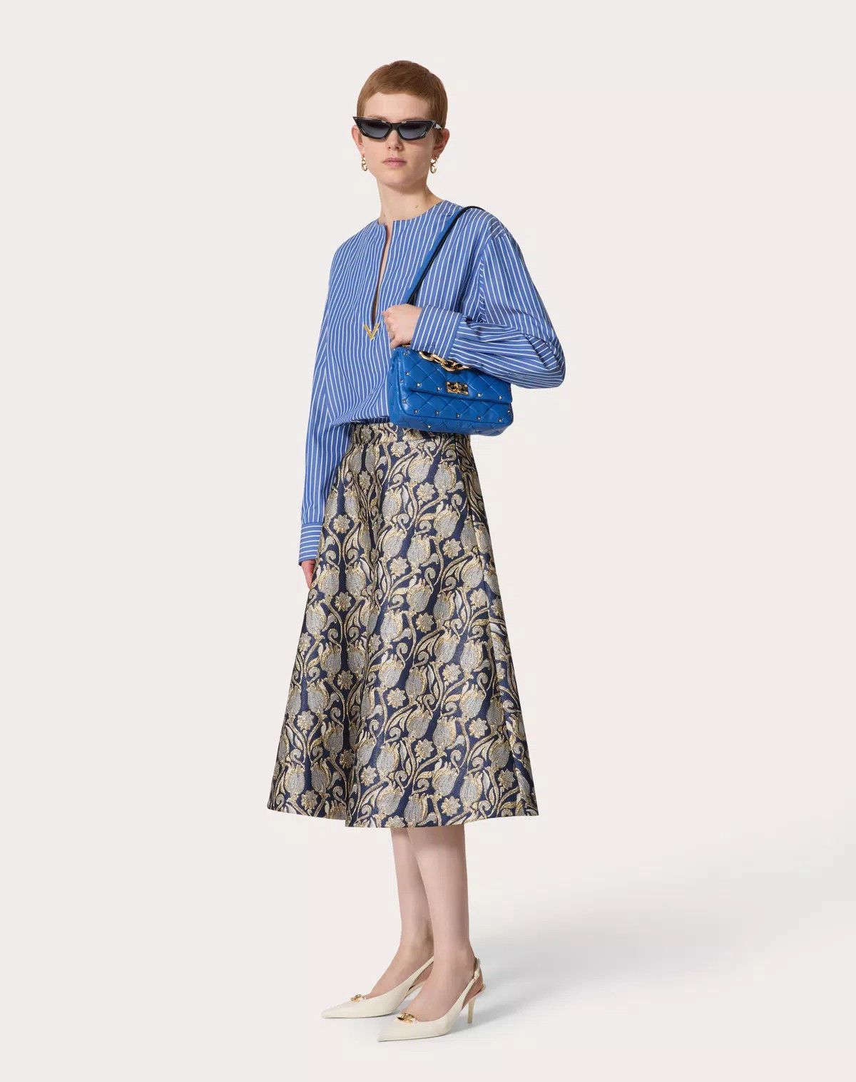 Valentino o1s1wg110426 Metamorphos Tulips Brocade Midi Skirt Size 25" / US 0 / IT 36 - 2 Thumbnail