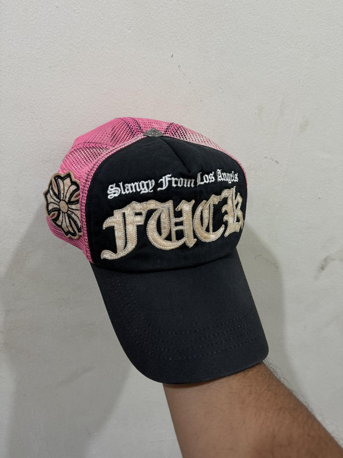Japanese Brand VTG FUCK SLANGY CH Parody Distress Trucker Hat Size ONE SIZE - 1 Thumbnail