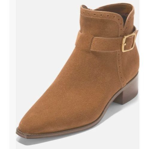 Cole Haan Cole Haan Womens Brown Suede Side Zip Up Norella Buckle Ankl Size US 8 / IT 38 - 2 Thumbnail