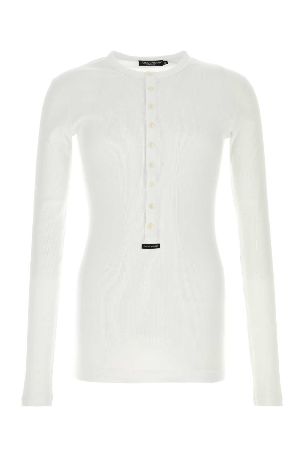 Dolce & Gabbana White Cotton T-Shirt Size US M / EU 48-50 / 2 - 1 Thumbnail