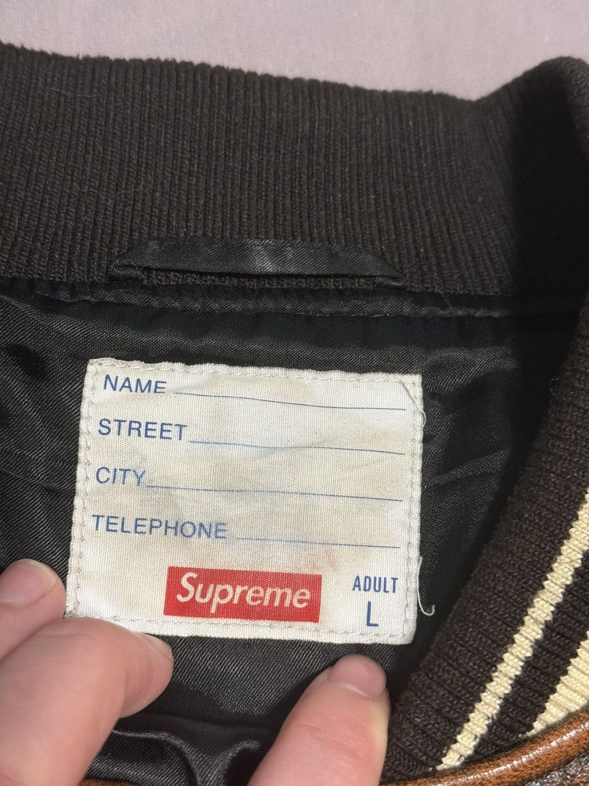 Supreme Supreme worn leather varsity Jacket brown Size US L / EU 52-54 / 3 - 7 Thumbnail