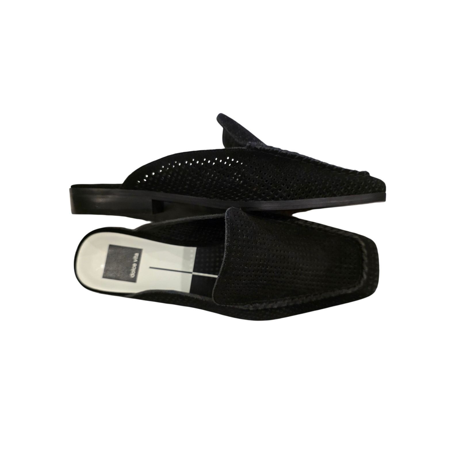 Dolce Vita Dolce Vita Black Suede Perforated Mule Loafers Square Toe Size US 7.5 / IT 37.5 - 10 Thumbnail