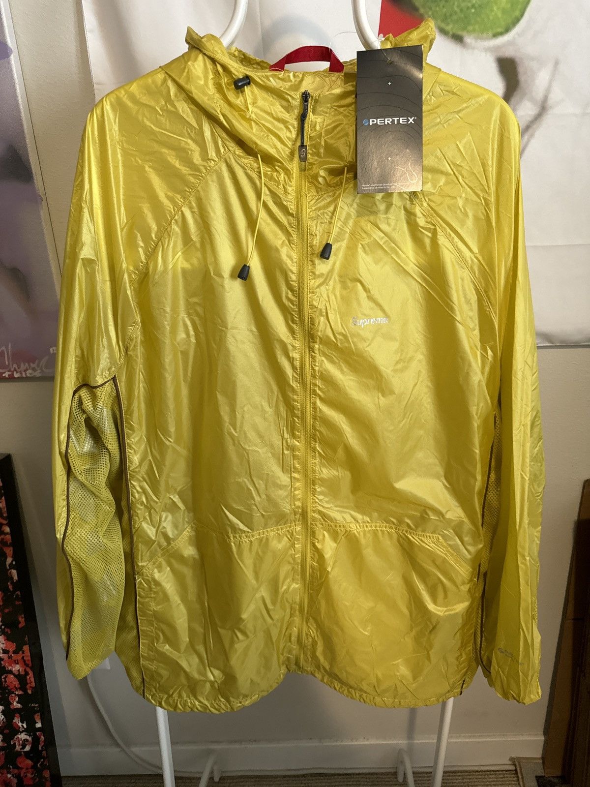 Image of Supreme Pertex Ripstop Hooded Windshell in Acid Yellow, Men's (Size XL)