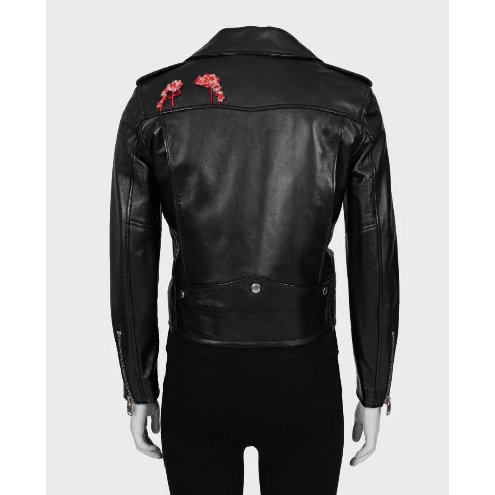 Saint Laurent Paris Saint Laurent Cropped Embroidered Leather Jacket Sz.38 M Size S / US 4 / IT 40 - 3 Thumbnail