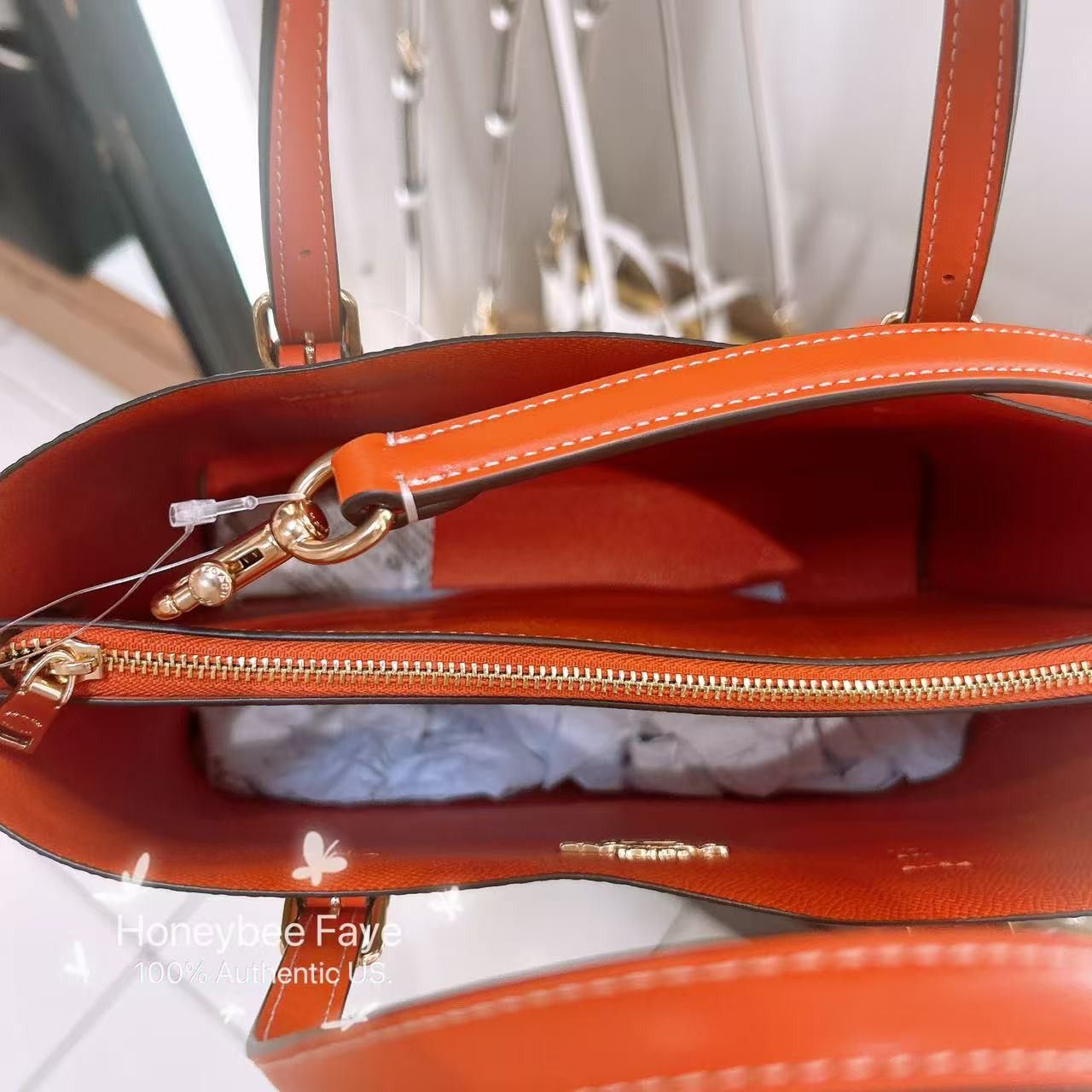 Coach Mollie Tote Bag 25 With Orange Print CBB55 Size ONE SIZE - 7 Thumbnail