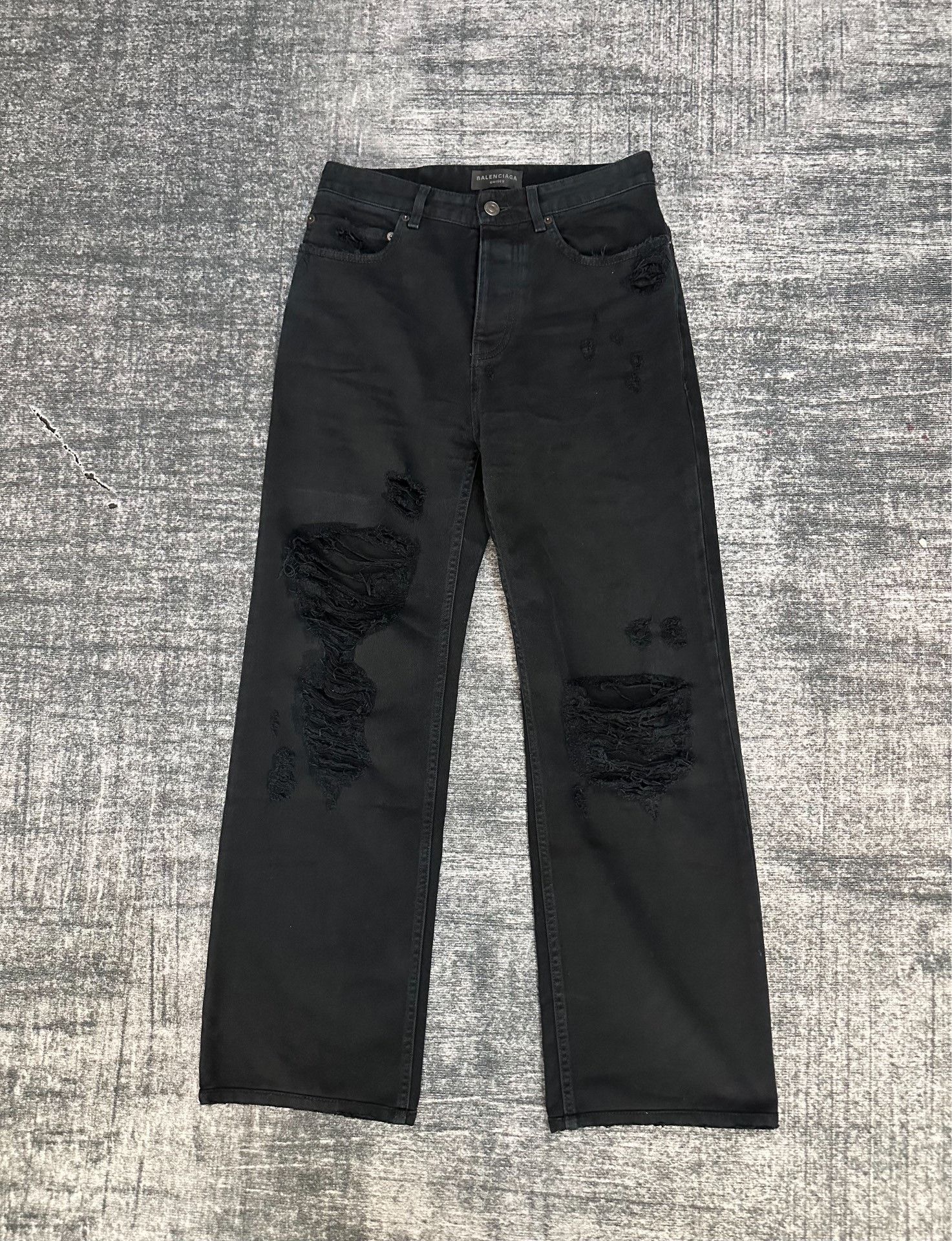 Balenciaga Balenciaga Distressed Black Denim Jeans XS Men Size US 28 / EU 44 - 1 Thumbnail