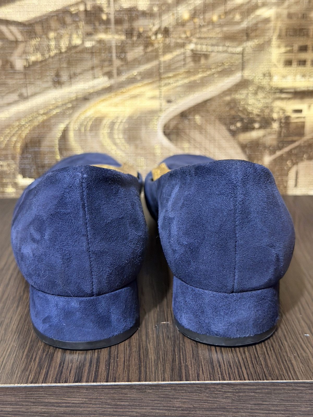 Gucci Gucci Blue Suede Alma Classic Smoking Slippers Size 38 1/2 Size US 6 / IT 36 - 8 Thumbnail