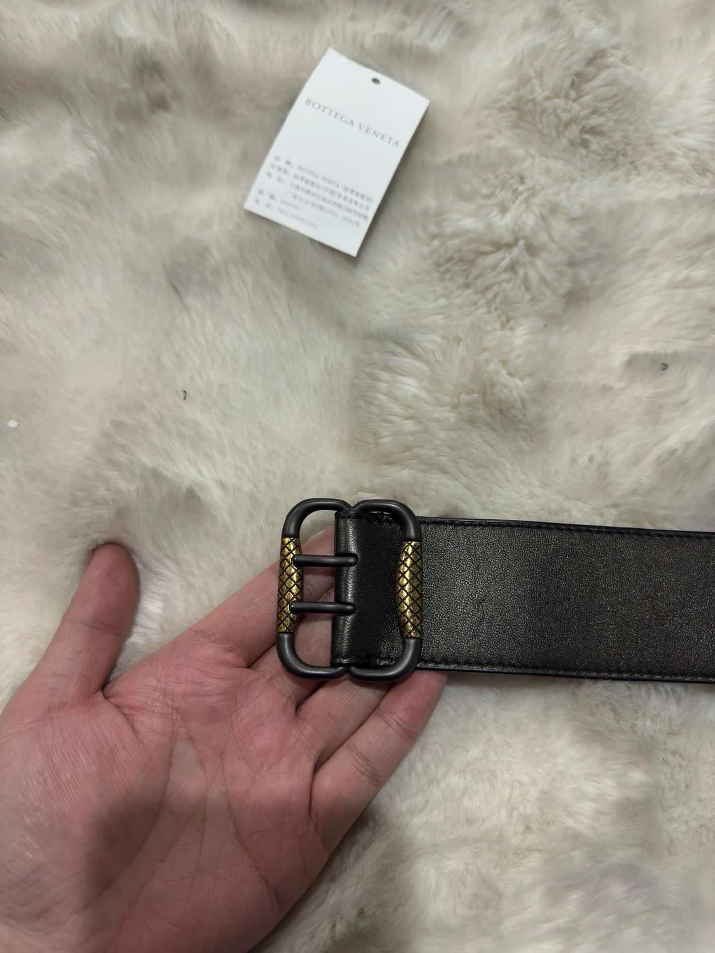 Bottega Veneta Brand new Bottega Veneta (bv) black and gold leather belt. Size ONE SIZE - 3 Thumbnail