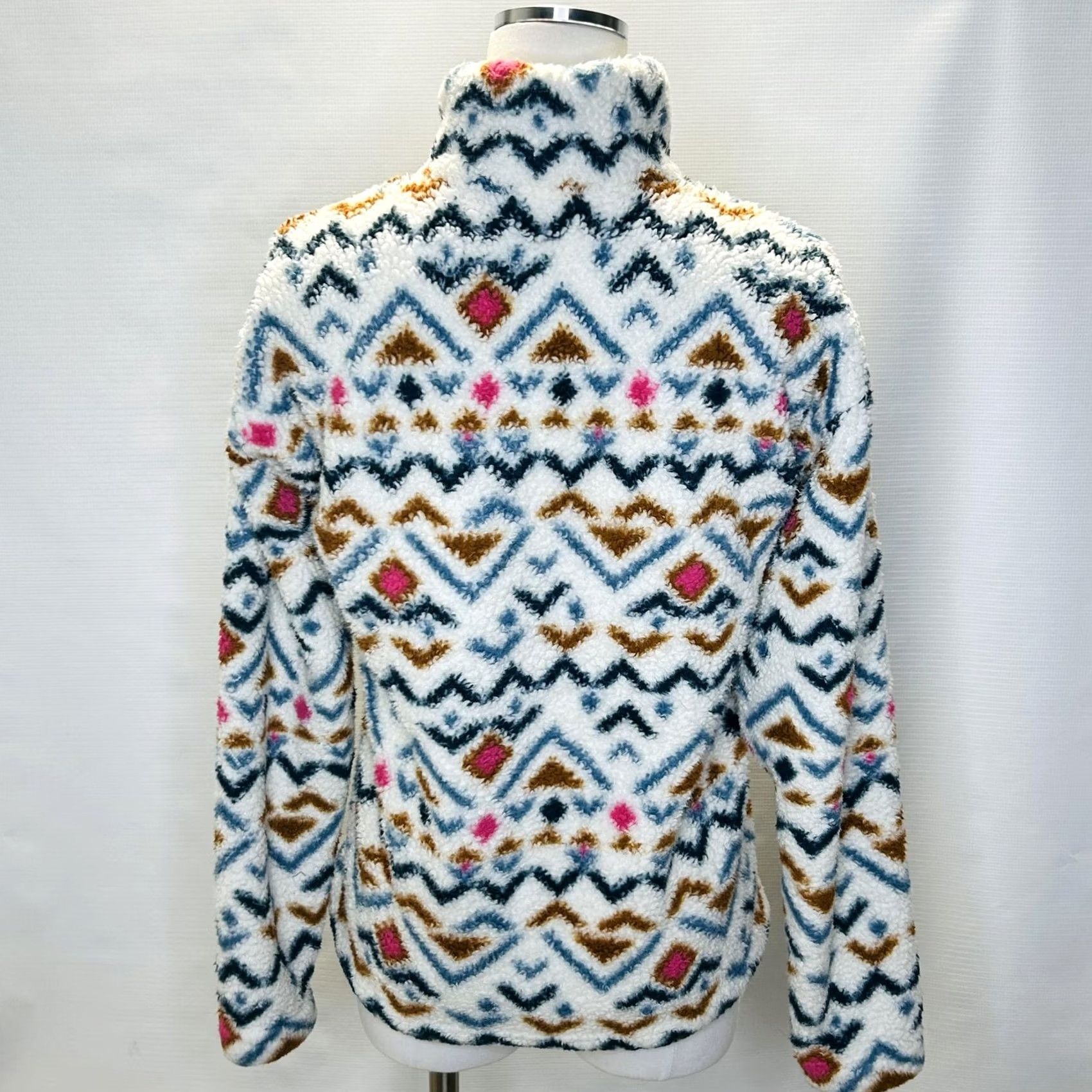 Eddie Bauer VINTAGE Eddie Bauer Pullover Womens Large White Aztec Fleece 1/4 Zip Pattern Cozy Warm Size L / US 10 / IT 46 - 4 Thumbnail