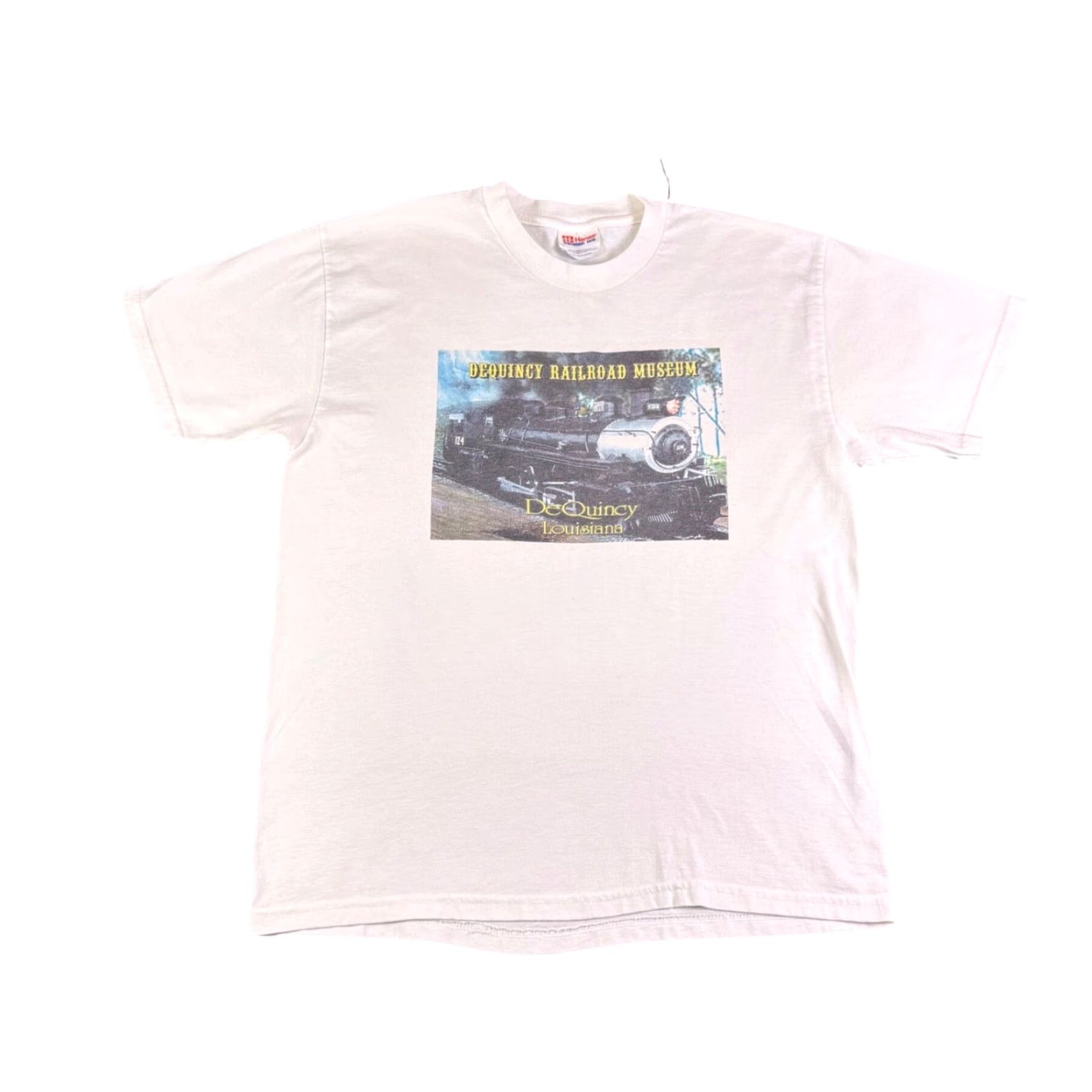 Hanes VINTAGE Hanes DeQuincy Railroad Museum T Shirt Mens Medium White Graphics Tee Railroad Museum Train Graphic Mens White 1990s Size US M / EU 48-50 / 2 - 2 Thumbnail