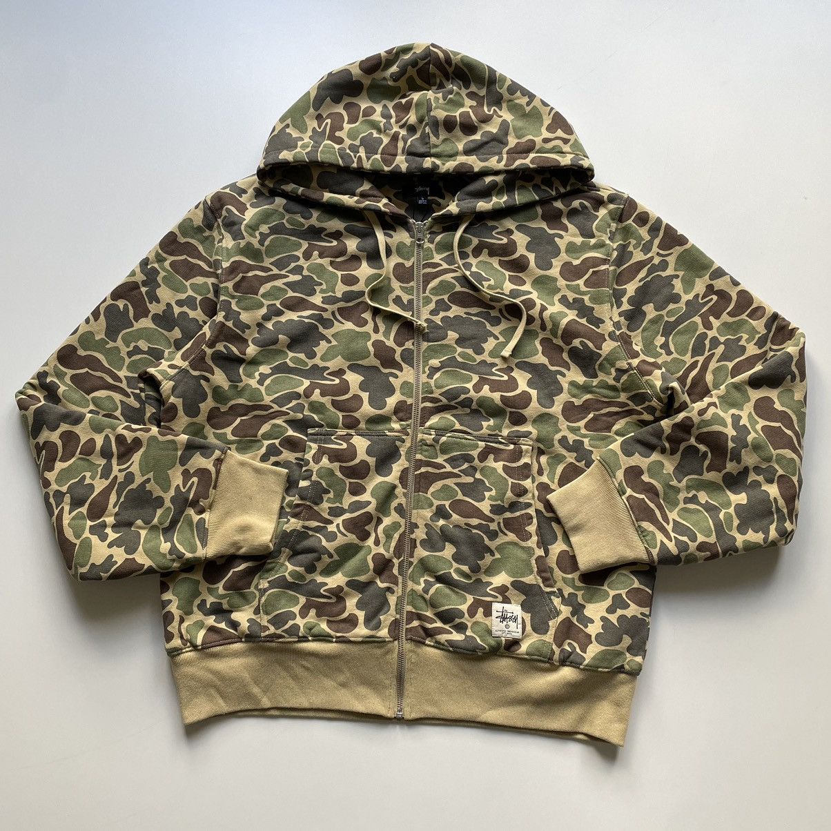 Vintage Vintage Stussy Double Face Zip Up Hoodie Camo Large Rare NWT |  Grailed