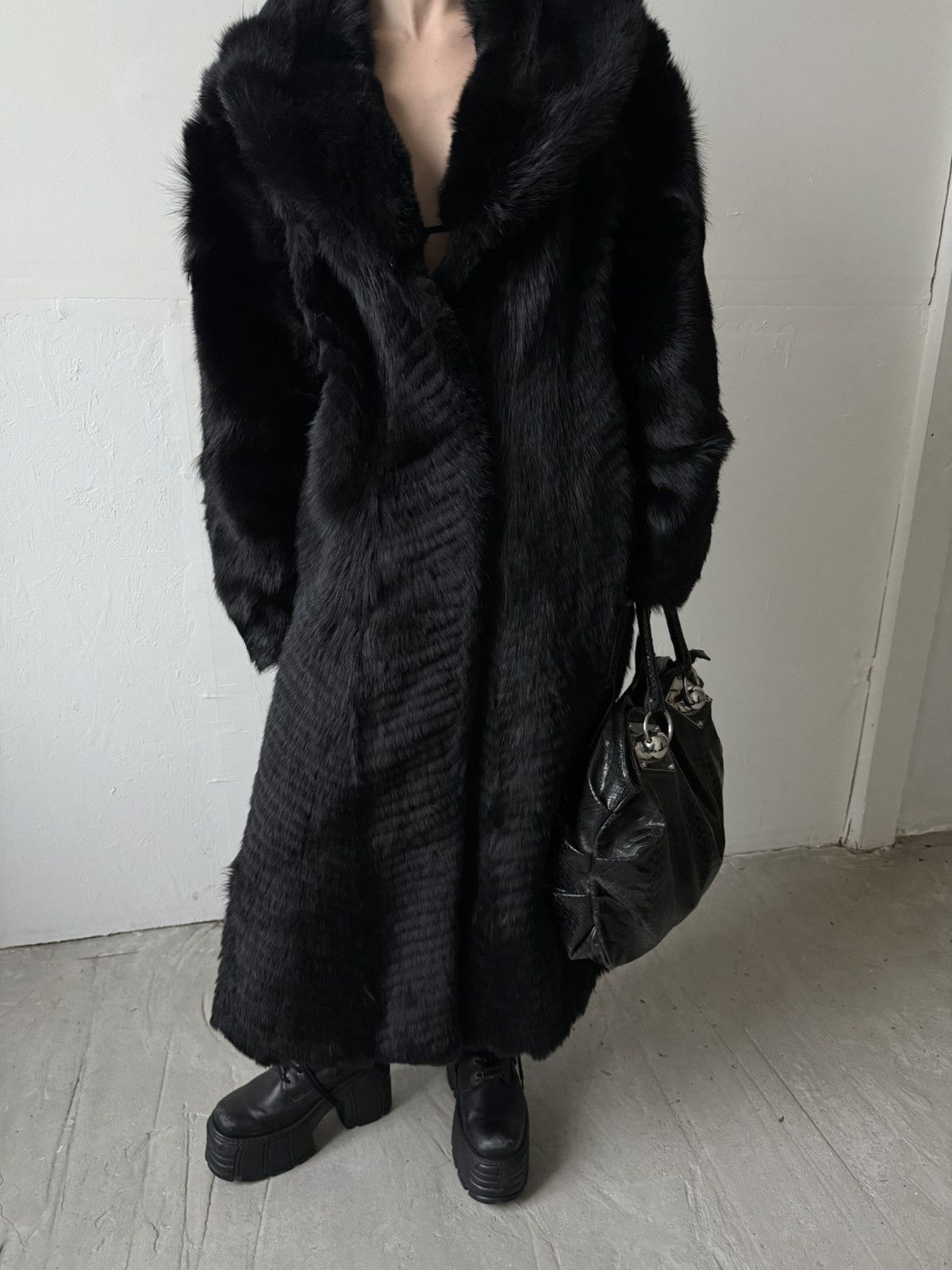 Other Vintage Real Fur Maxi Coat Grunge Size XS / US 0-2 / IT 36-38 - 7 Thumbnail