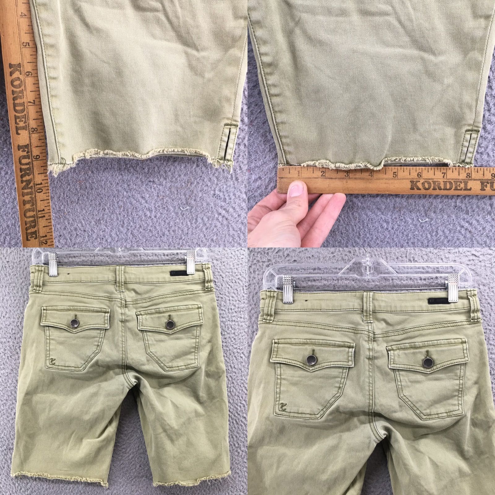 Vintage KUT from the kloth Shorts Womens 2 Green Denim Bermuda Jean Mid Rise Zip Cut Off Size 26" / US 2 / IT 38 - 8 Thumbnail