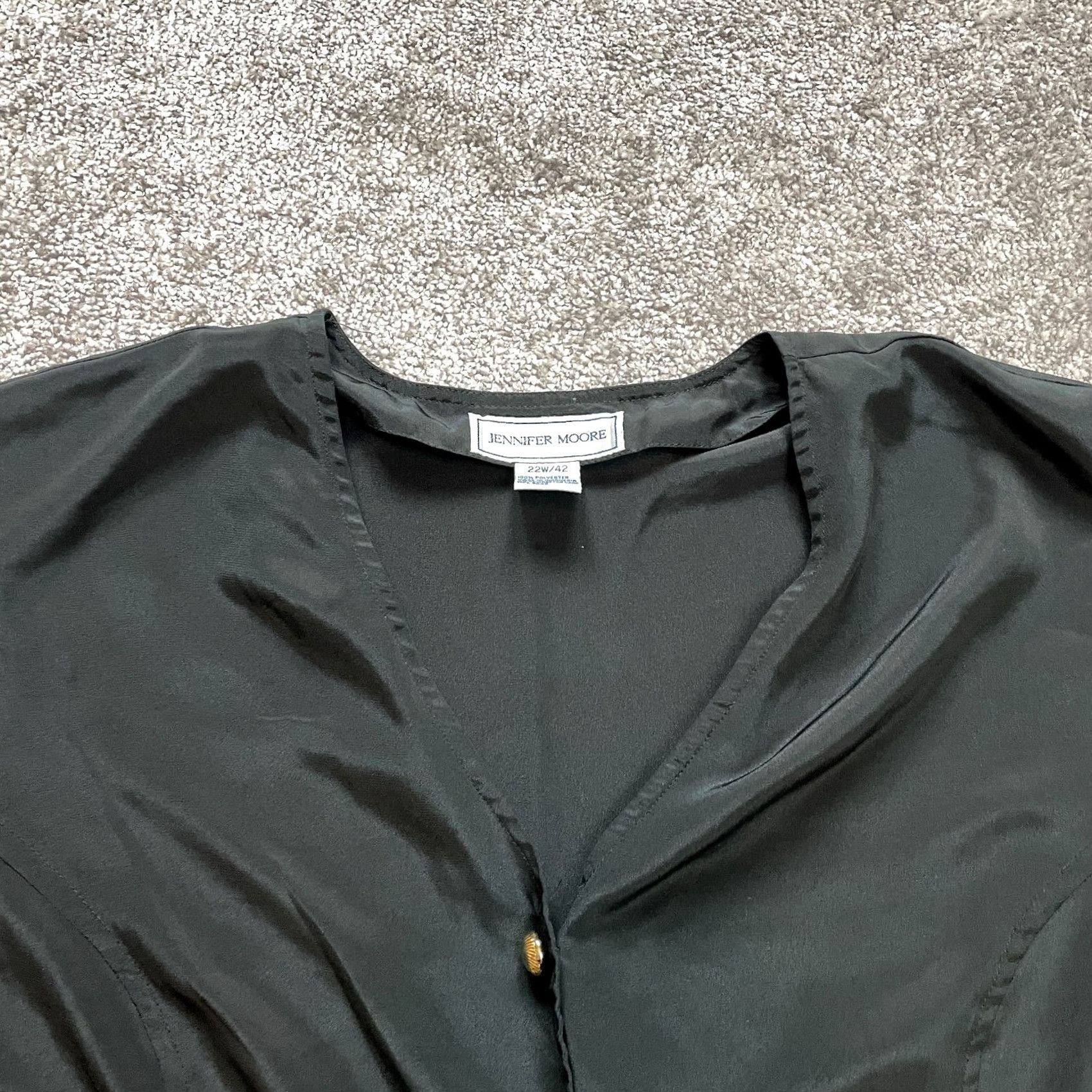 MooRER Jennifer Moore Blouse Button Up Shirt Womens 22W / 42 Black Long Sleeve Top Size 3XL / US 20-22 - 2 Thumbnail