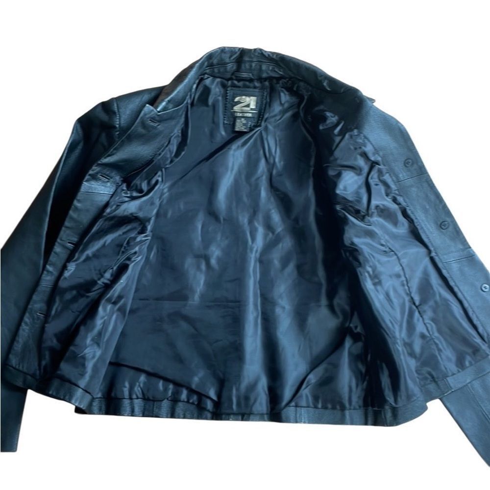 Vintage 90s Vintage Rue 21 genuine leather black blazer jacket mediu Size M / US 6-8 / IT 42-44 - 5 Thumbnail